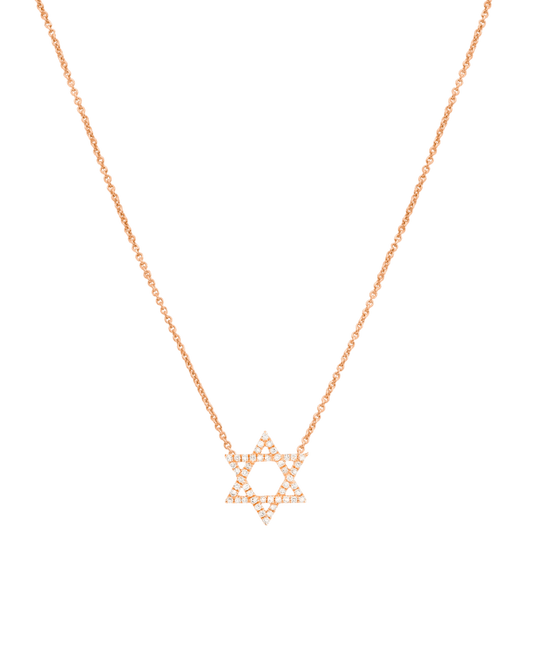 Star of David Necklace - 18K Rose Vermeil Necklaces magal-dev White Zirconia 16”