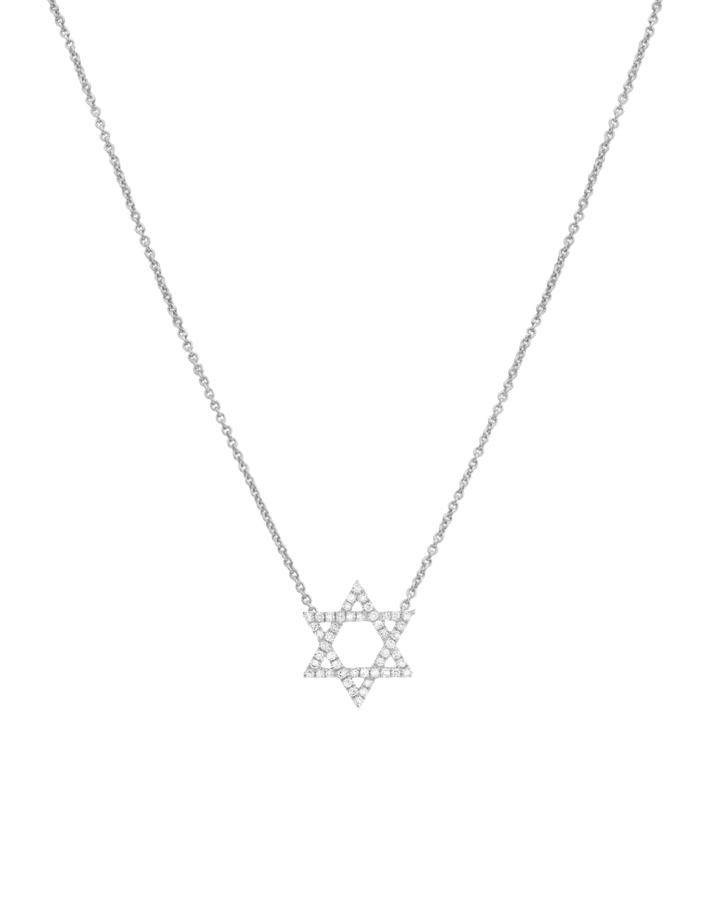 Star of David Necklace - 925 Sterling Silver Necklaces magal-dev White Zirconia 16”