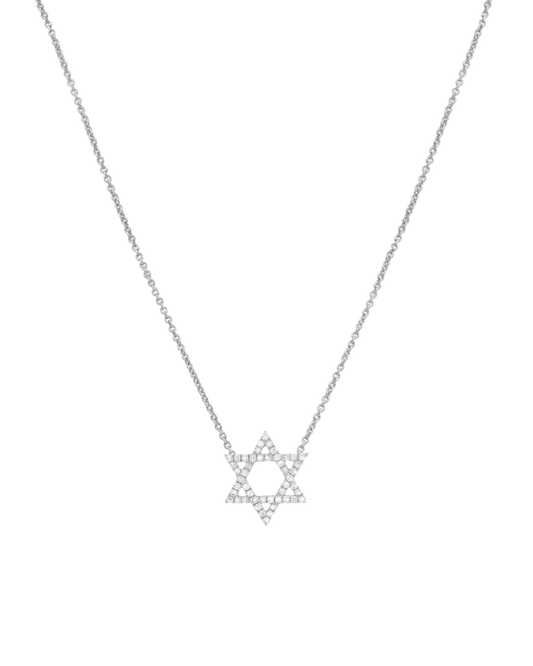 Star of David Necklace - 925 Sterling Silver Necklaces magal-dev White Zirconia 16”