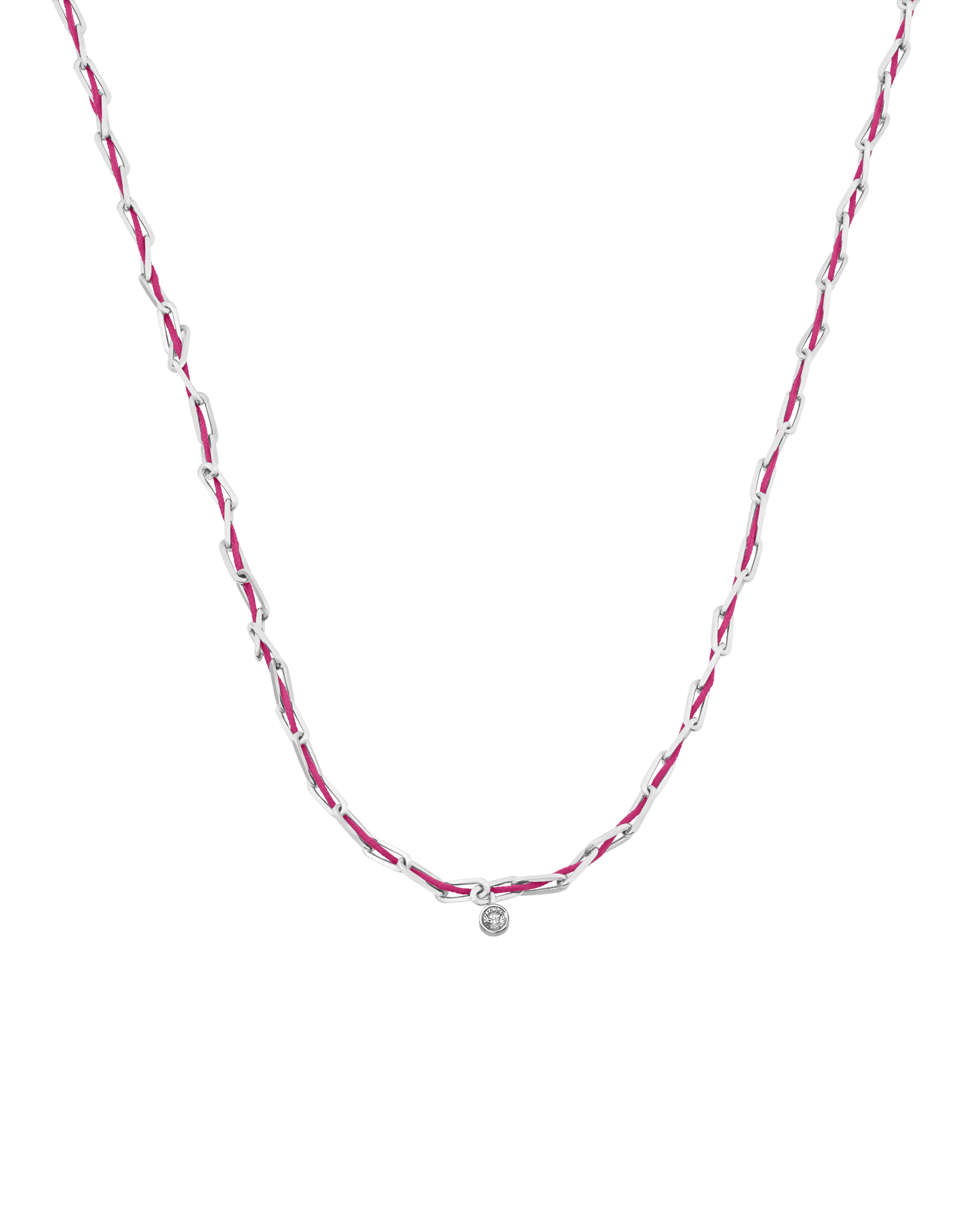 Pink : Twine Diamond Necklace - 925 Sterling Silver Necklaces magal-dev Fuchsia Large: 0.10ct 16"