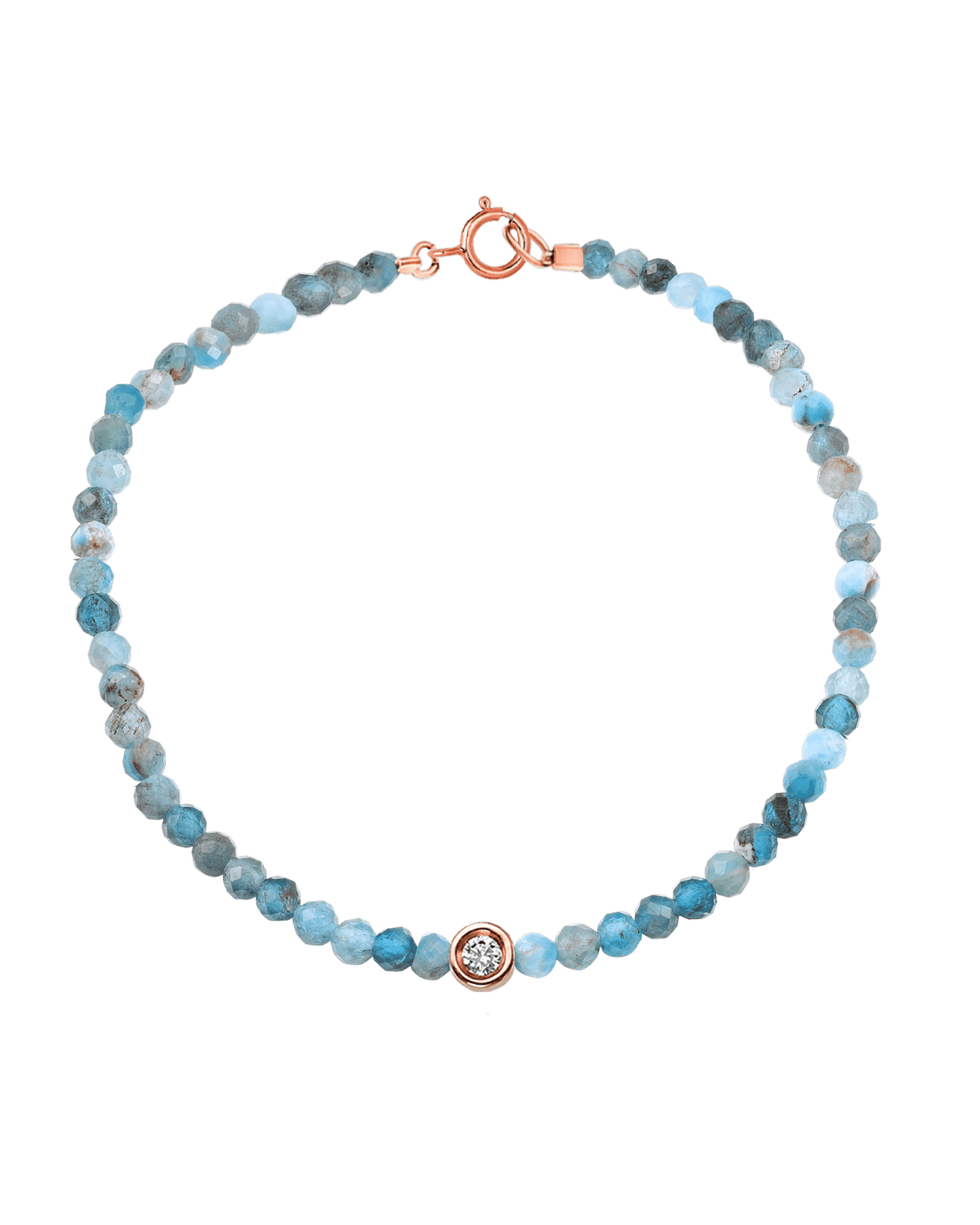 Bracelet Pierres Précieuses & Diamants - Or Rose 14 carats Bracelets magal-dev Turquoise naturel Small: 0.03 carats 15cm (Poignet: Small)