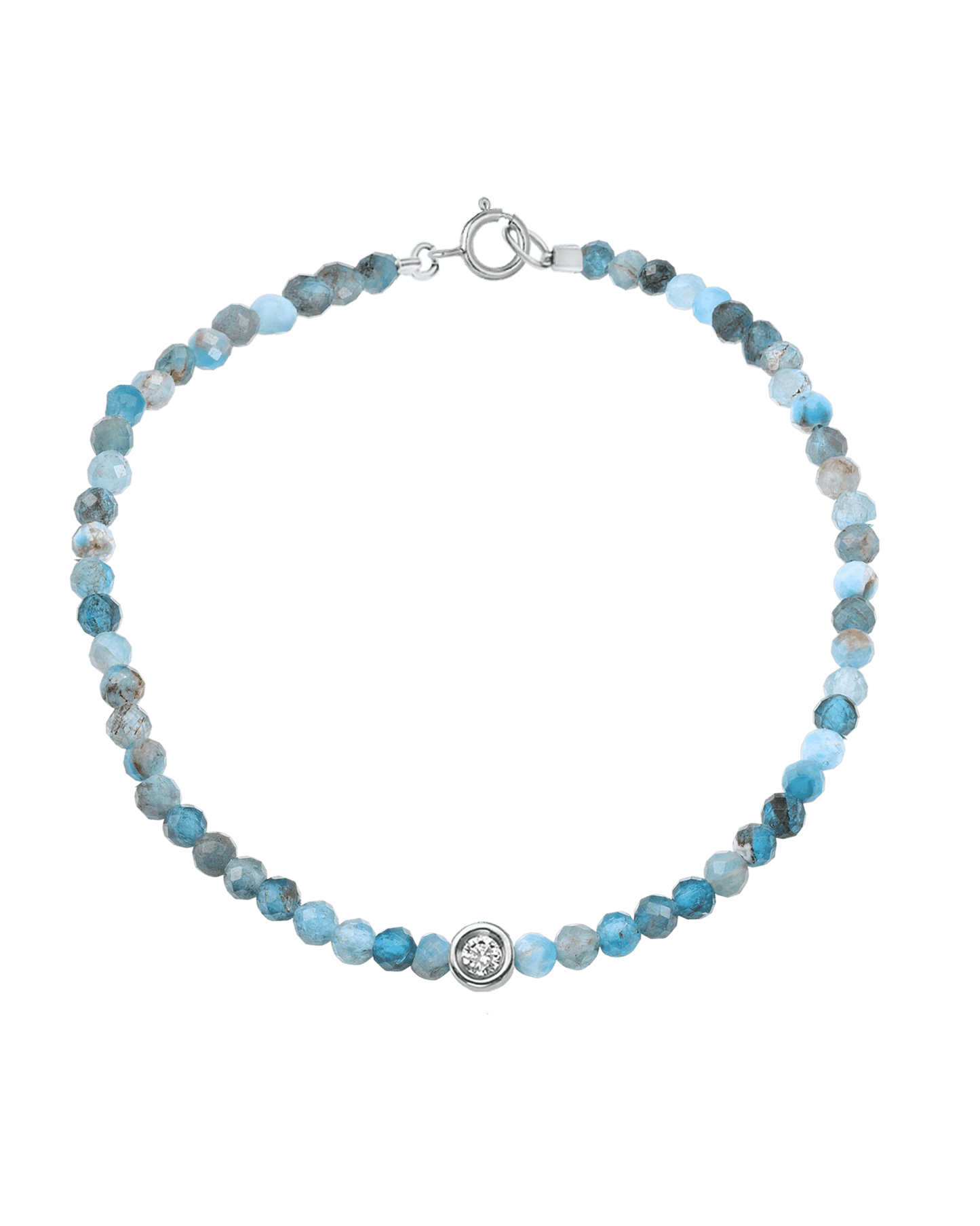 Bracelet Pierres Précieuses & Diamants - Or Blanc 14 carats Bracelets magal-dev Turquoise naturel Small: 0.03 carats 15cm (Poignet: Small)
