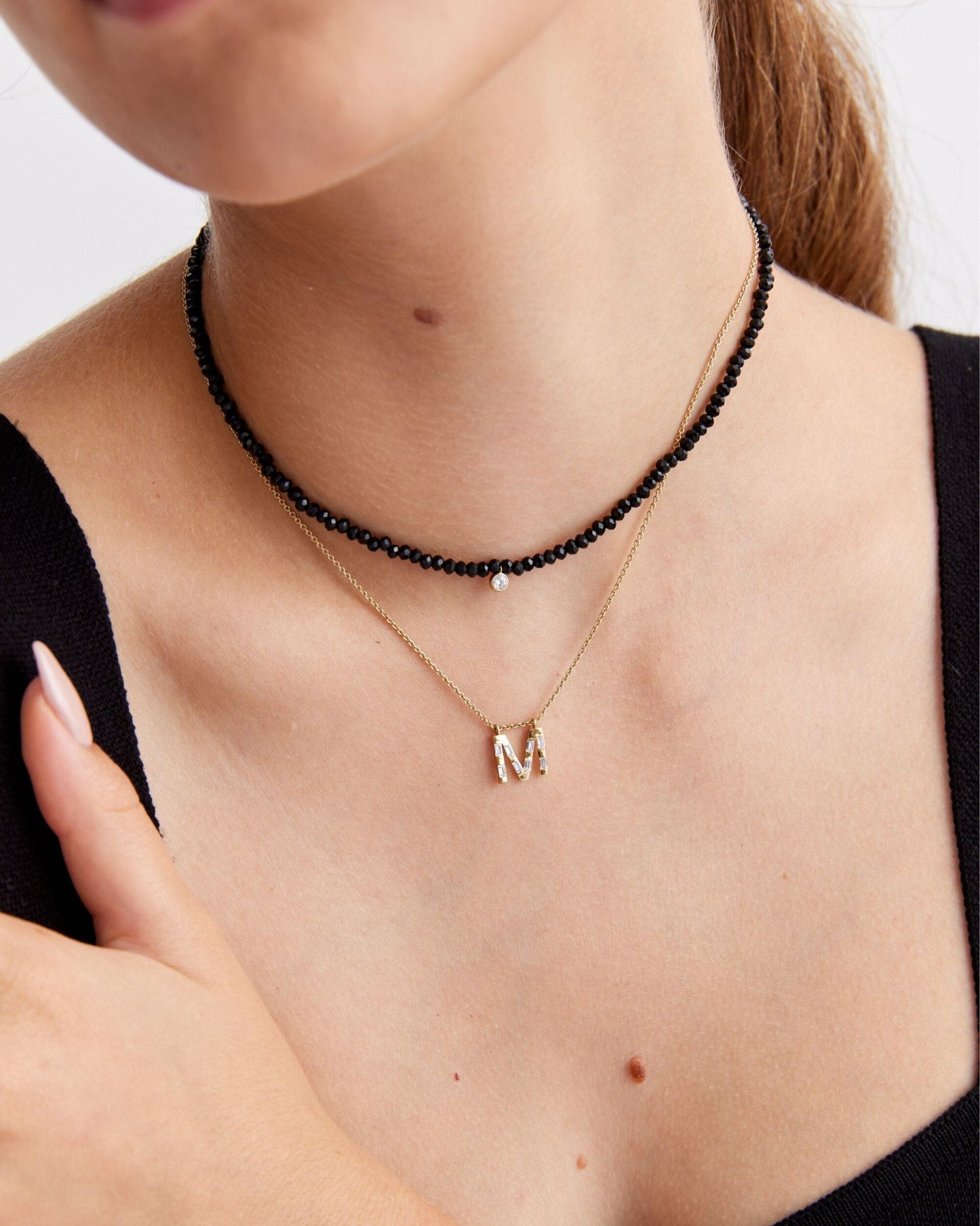 The Black Spinnel Gemstone & Diamond Necklace - 14K Yellow Gold Necklaces 14K Solid Gold