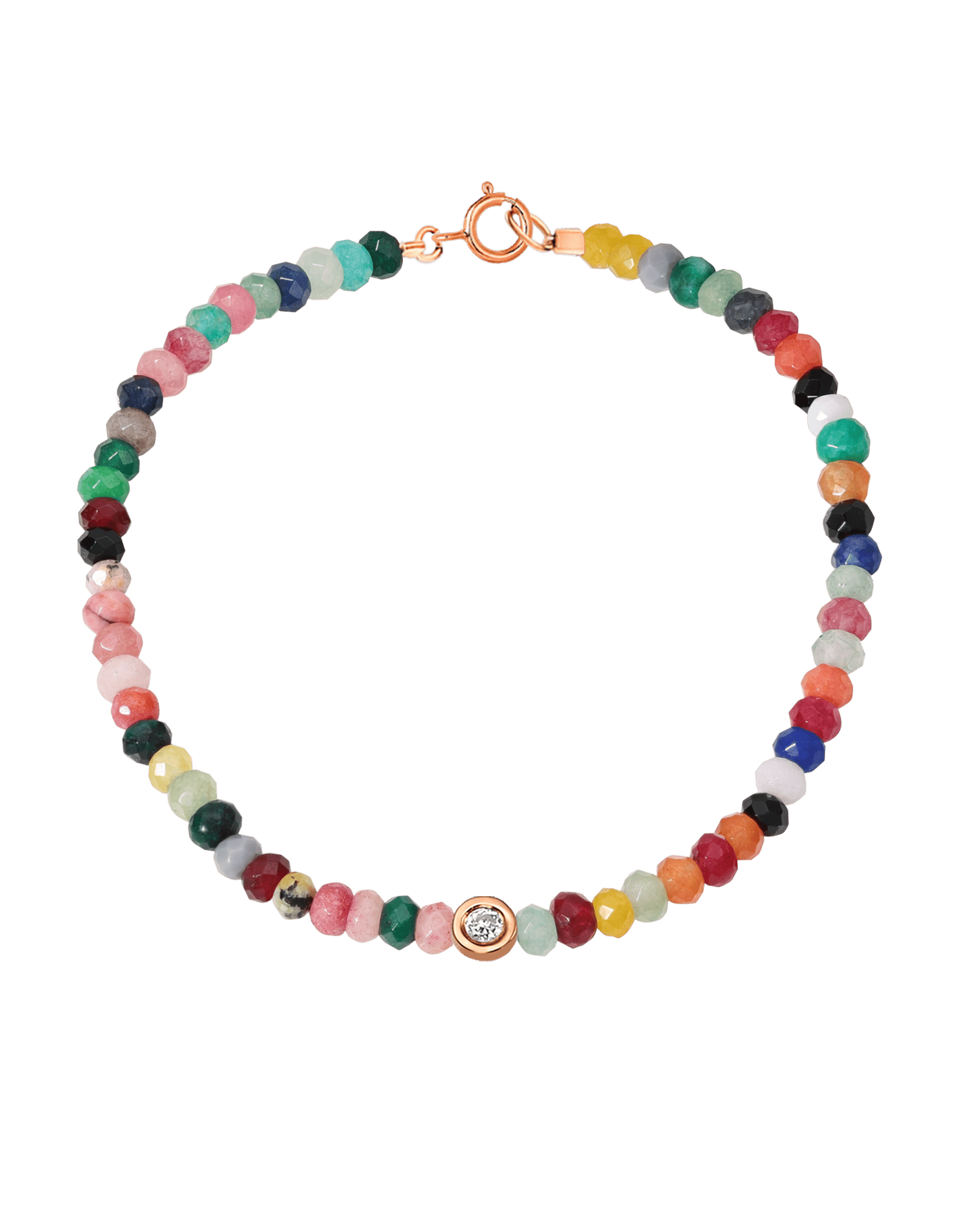 Watermelon Gemstone & Diamond Bracelet - 14K Rose Gold Bracelets magal-dev Small: 0.03ct 6" - S wrist