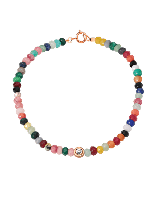 Watermelon Gemstone & Diamond Bracelet - 14K Rose Gold Bracelets magal-dev Small: 0.03ct 6" - S wrist