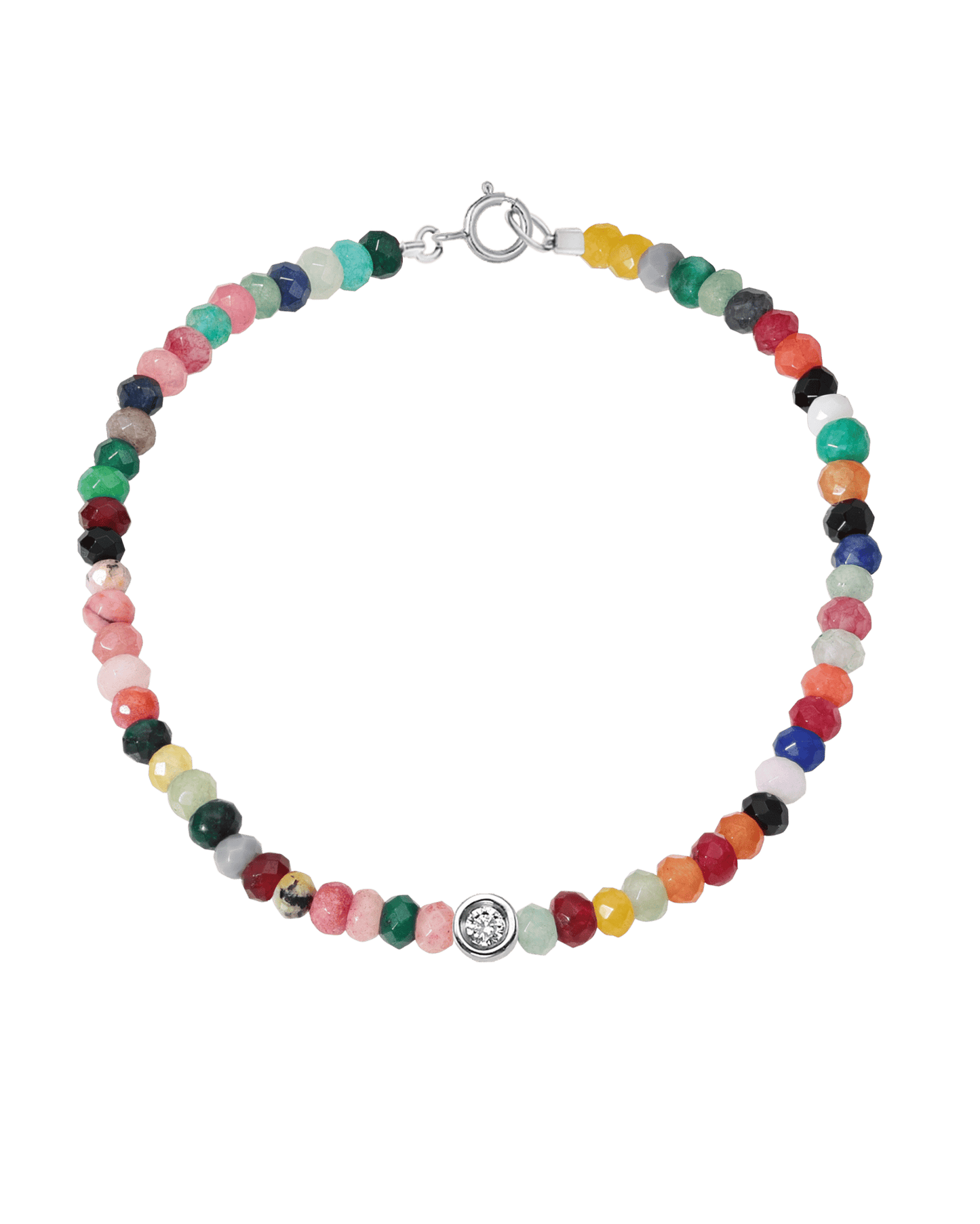 Watermelon Gemstone & Diamond Bracelet - 14K White Gold Bracelets magal-dev Small: 0.03ct 6" - S wrist