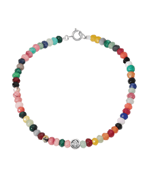 Watermelon Gemstone & Diamond Bracelet - 14K White Gold Bracelets magal-dev Small: 0.03ct 6" - S wrist