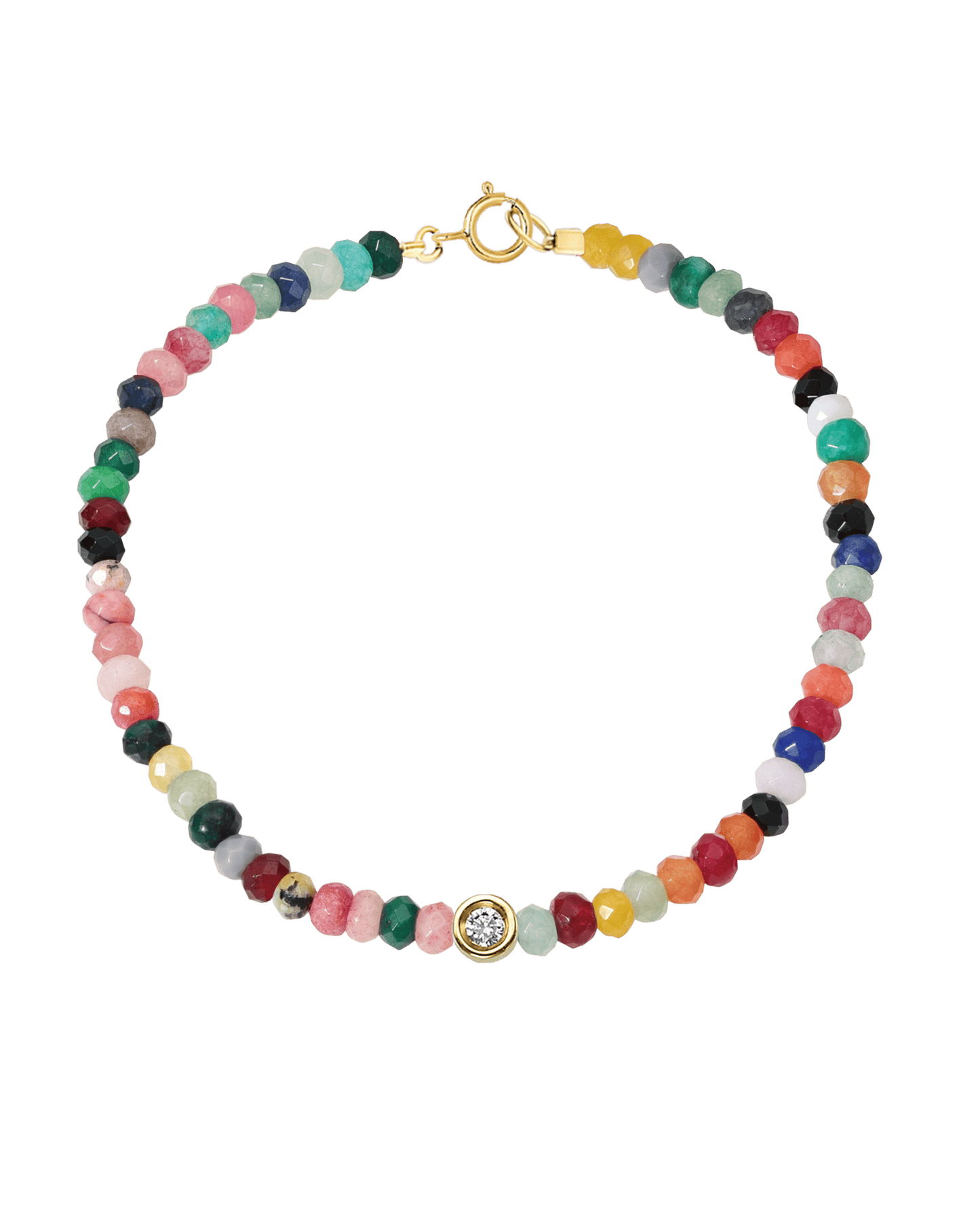Watermelon Gemstone & Diamond Bracelet - 14K Yellow Gold Bracelets magal-dev Small: 0.03ct 6" - S wrist