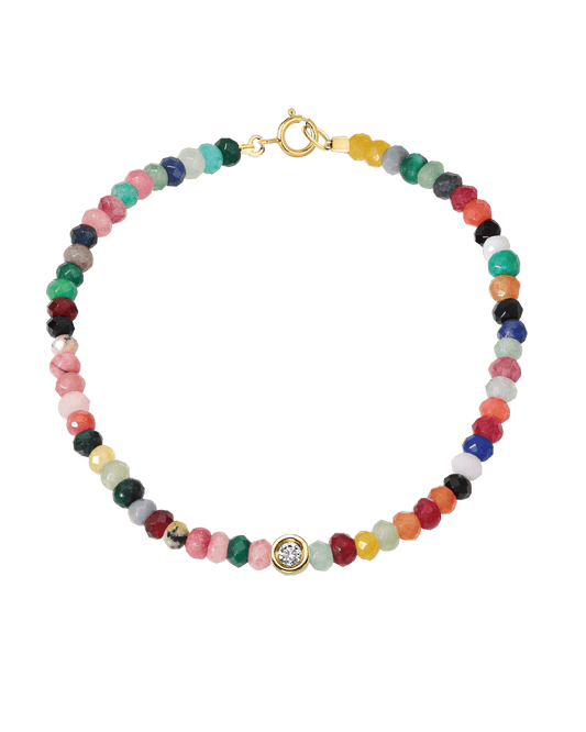 Watermelon Gemstone & Diamond Bracelet - 14K Yellow Gold Bracelets magal-dev Small: 0.03ct 6" - S wrist