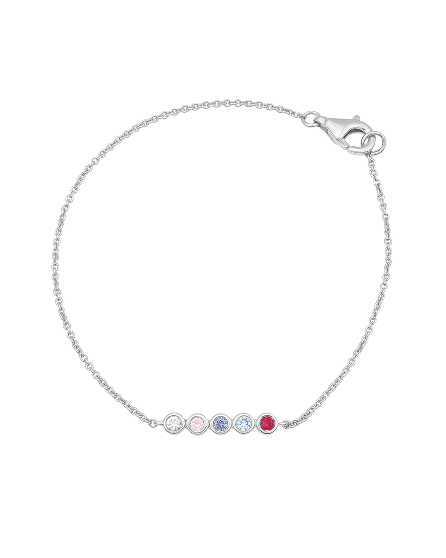 Bracelet Chaine Pierres Précieuses - Or Blanc 14 carats Bracelets magal-dev 1 Pierre Précieuse 15cm + 2.5cm chaînette d'extension (Poignet: Small - Medium)