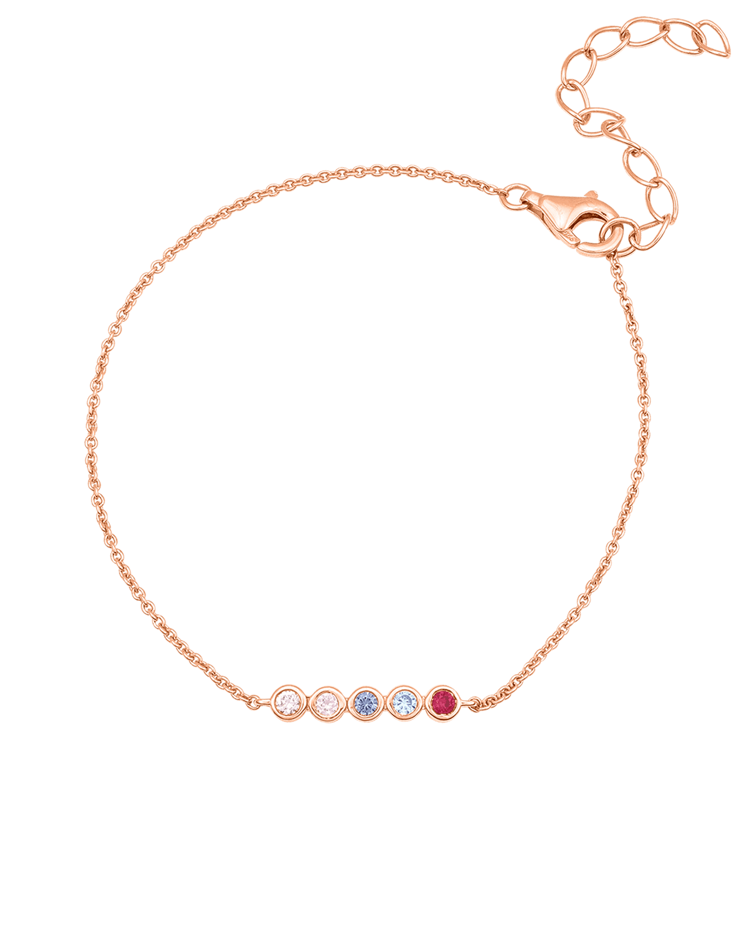 Bracelet Chaine Pierres Précieuses - Or Rose Plaqué 18 carats Bracelets magal-dev 1 Pierre Précieuse 15cm + 2.5cm chaînette d'extension (Poignet: Small - Medium)