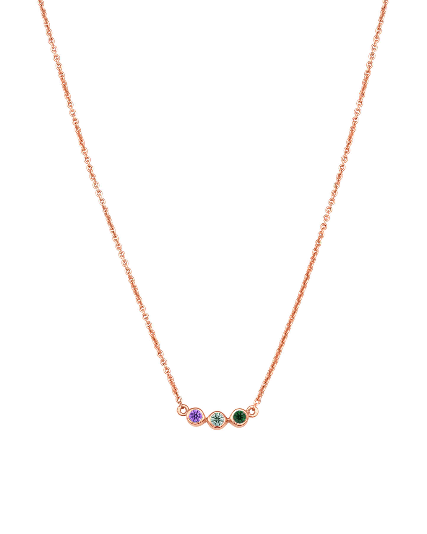 Collier Pierres de Naissance - Or Rose Plaqué 18 carats Necklaces Gold Vermeil 3 Pierres Précieuses 40cm