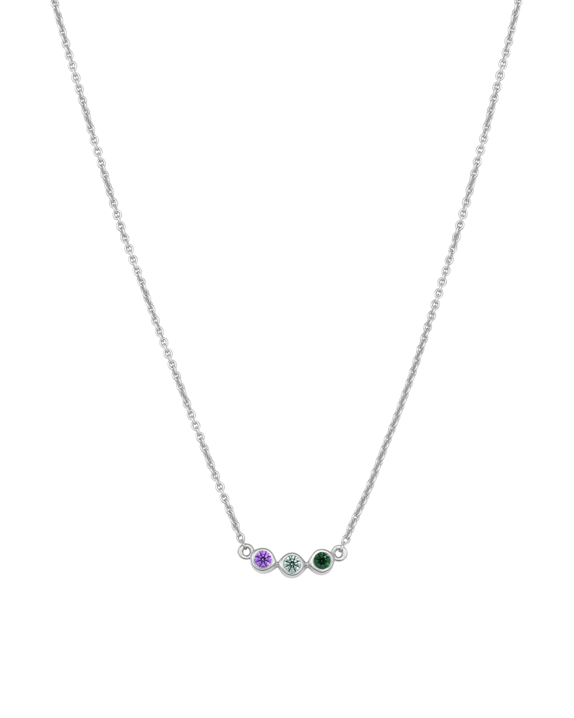 Collier Pierres de Naissance - Argent 925 Necklaces 925 Silver 3 Pierres Précieuses 40cm