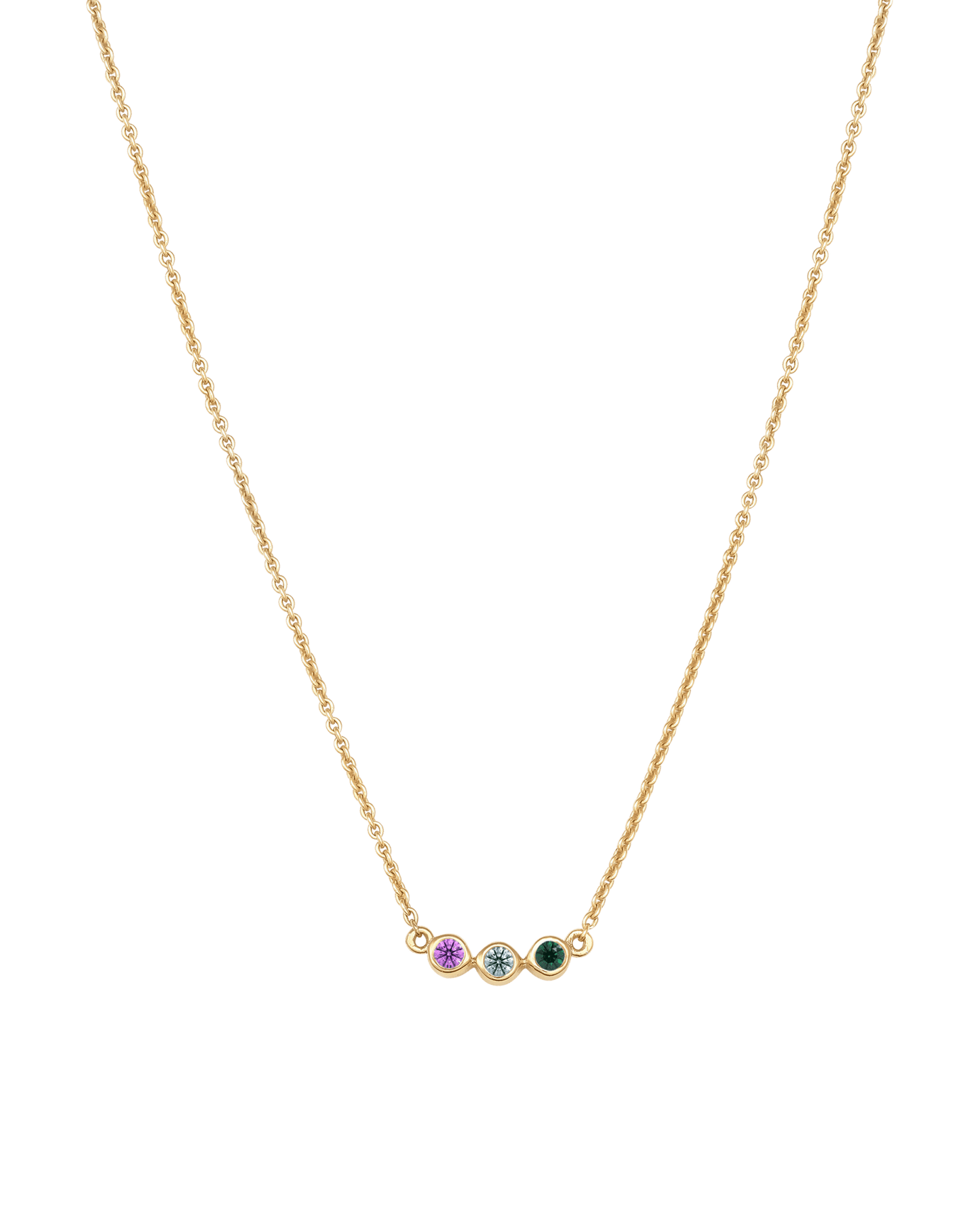 Collier Pierres de Naissance - Or Jaune 14 carats Necklaces Gold Vermeil 3 Pierres Précieuses 40cm
