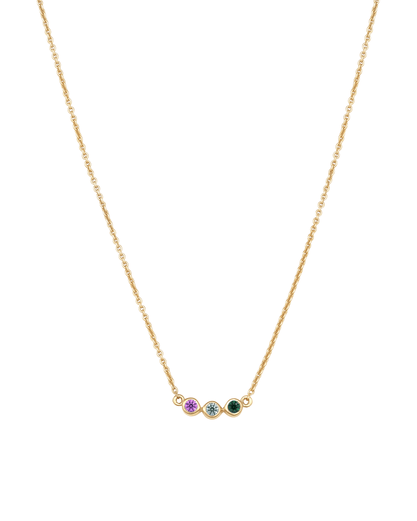 Collier Pierres de Naissance - Or Jaune Plaqué 18 carats Necklaces Gold Vermeil 3 Pierres Précieuses 40cm