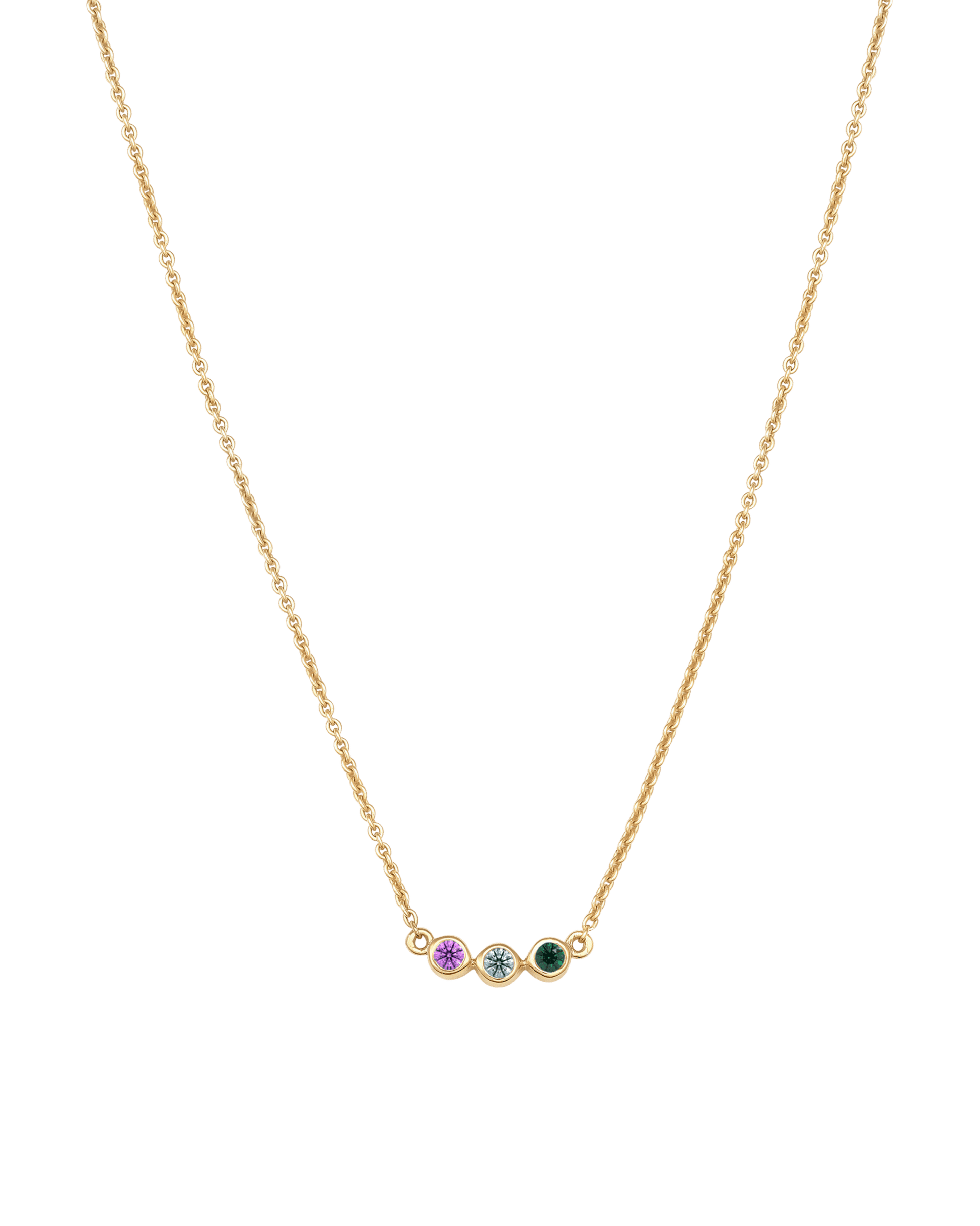 Collier Pierres de Naissance - Or Jaune Plaqué 18 carats Necklaces Gold Vermeil 3 Pierres Précieuses 40cm
