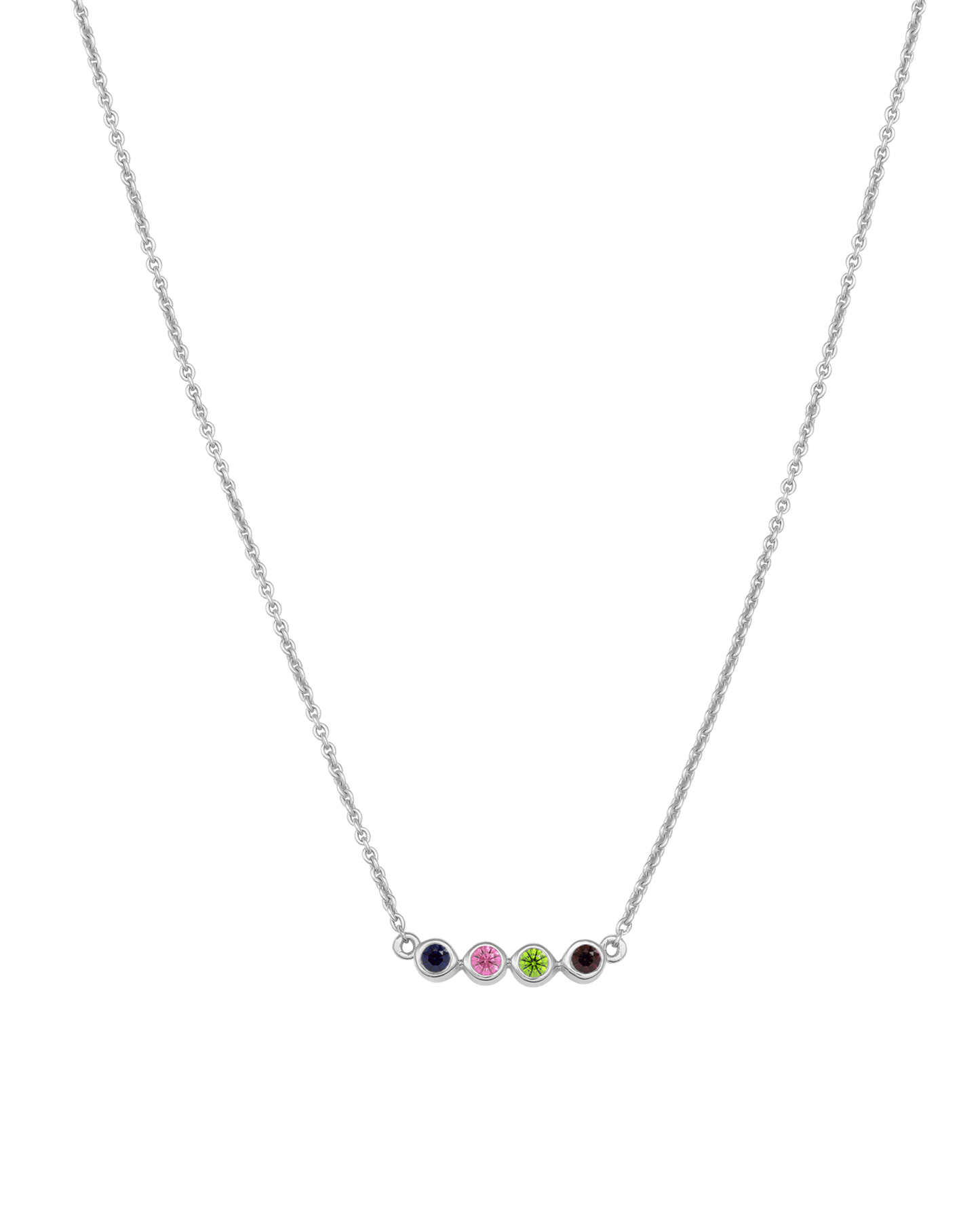 Collier Pierres de Naissance - Or Blanc 14 carats Necklaces Gold Vermeil 4 Pierres Précieuses 40cm