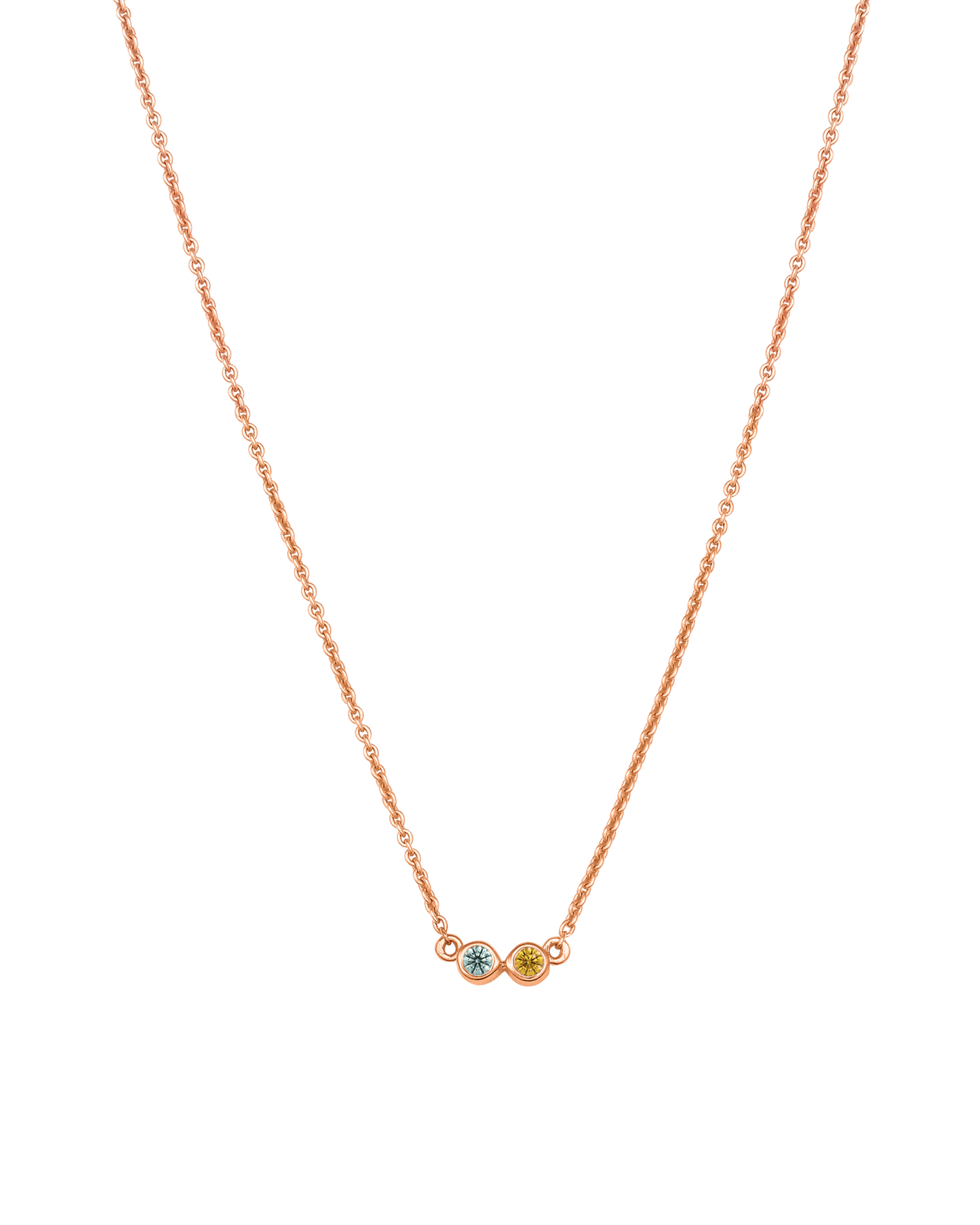 Collier Pierres de Naissance - Or Rose Plaqué 18 carats Necklaces Gold Vermeil 2 Pierres Précieuses 40cm