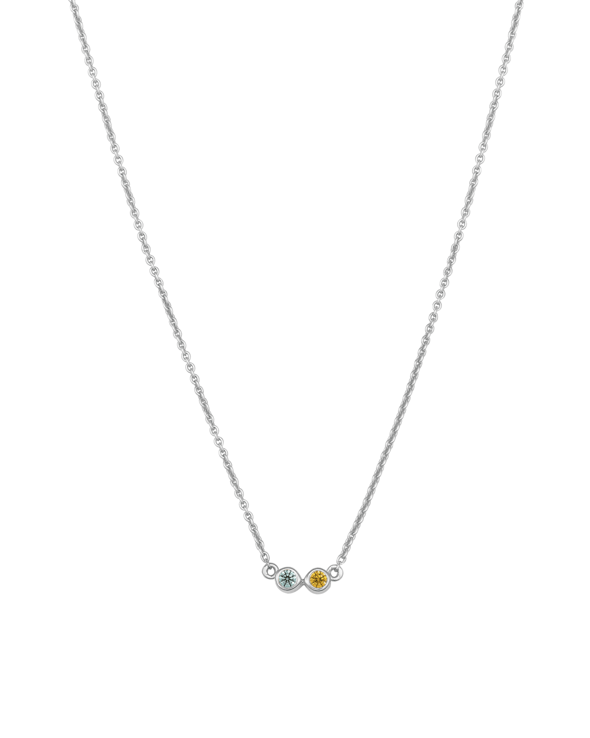 Collier Pierres de Naissance - Or Blanc 14 carats Necklaces Gold Vermeil 2 Pierres Précieuses 40cm