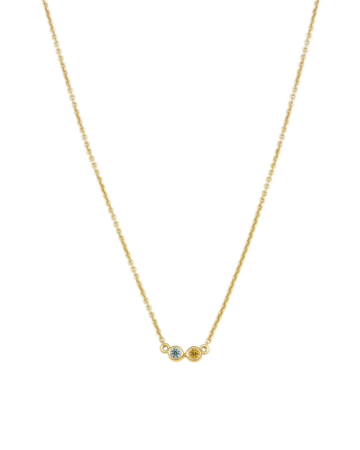 Collier Pierres de Naissance - Or Jaune Plaqué 18 carats Necklaces Gold Vermeil 2 Pierres Précieuses 40cm