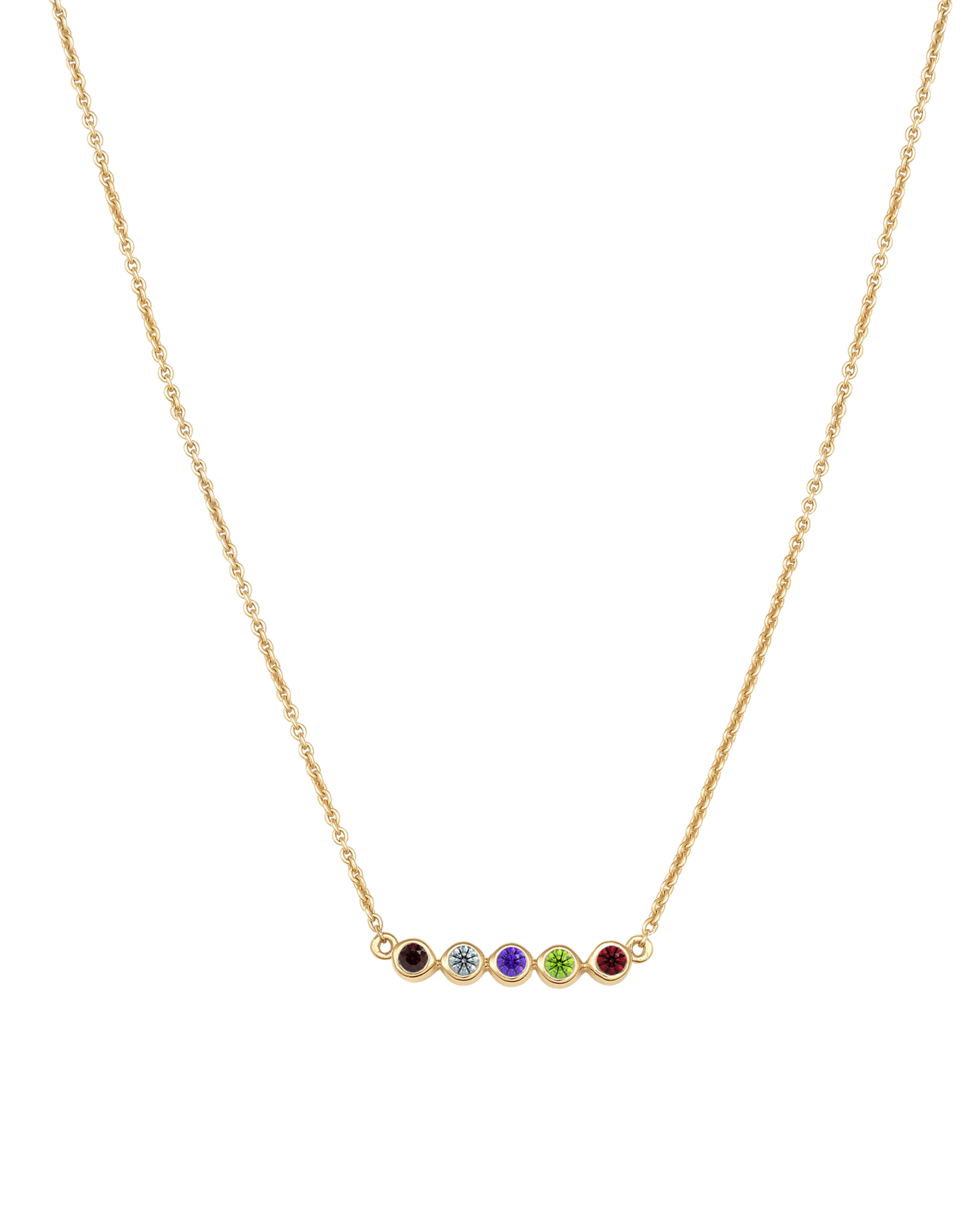 Collier Pierres de Naissance - Or Jaune 14 carats Necklaces Gold Vermeil 5 Pierres Précieuses 40cm