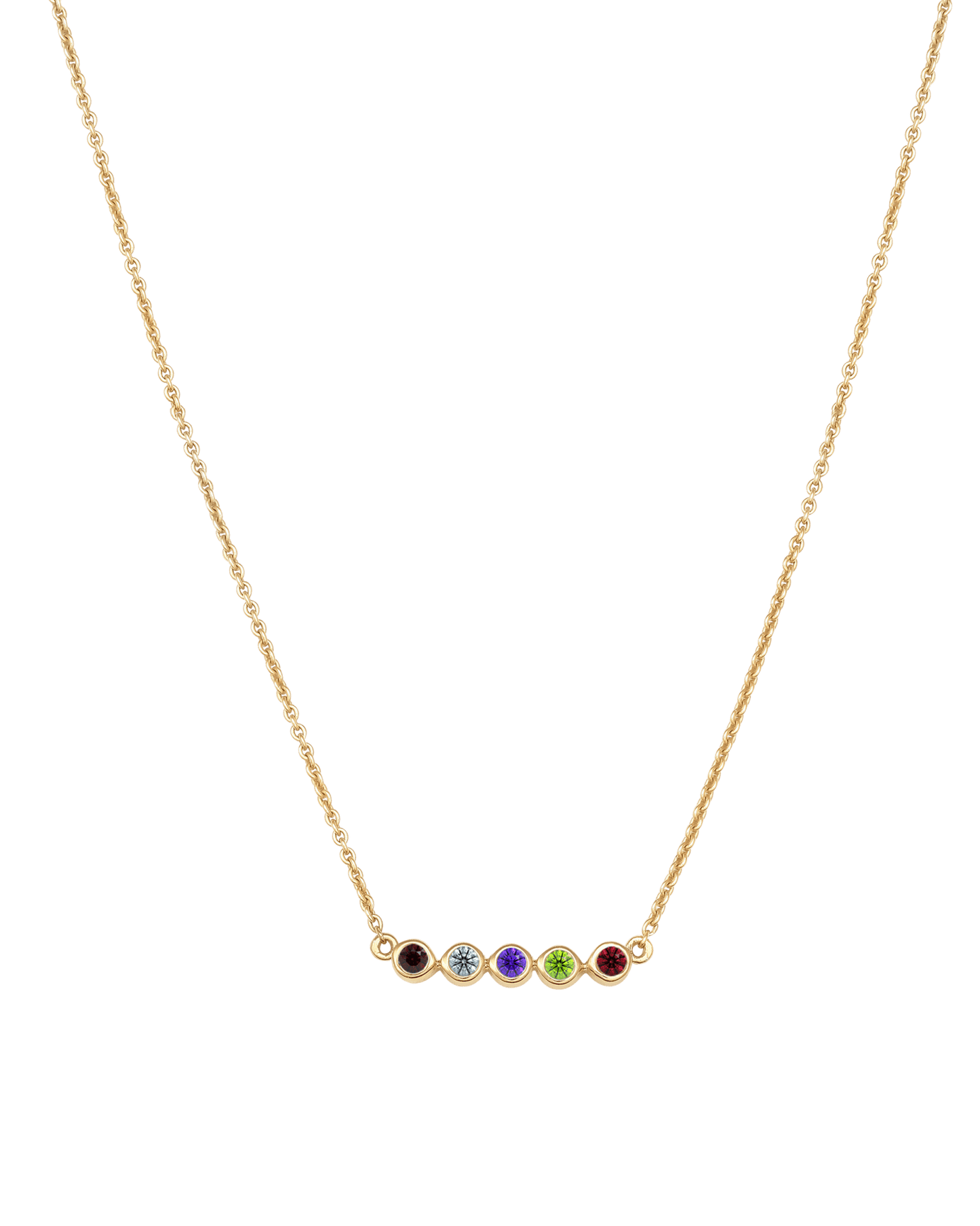 Collier Pierres de Naissance - Or Jaune Plaqué 18 carats Necklaces Gold Vermeil 5 Pierres Précieuses 40cm