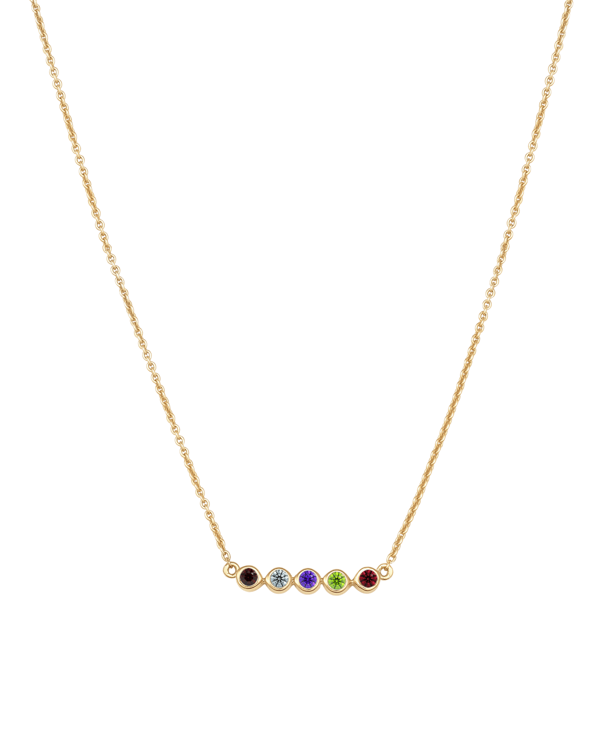 Collier Pierres de Naissance - Or Jaune Plaqué 18 carats Necklaces Gold Vermeil 5 Pierres Précieuses 40cm