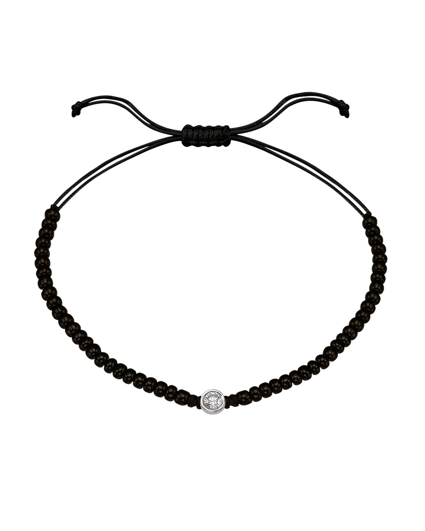 Le String of Love Onyx Noir - Or Blanc 14 carats Bracelets magal-dev Large: 0.10 carats