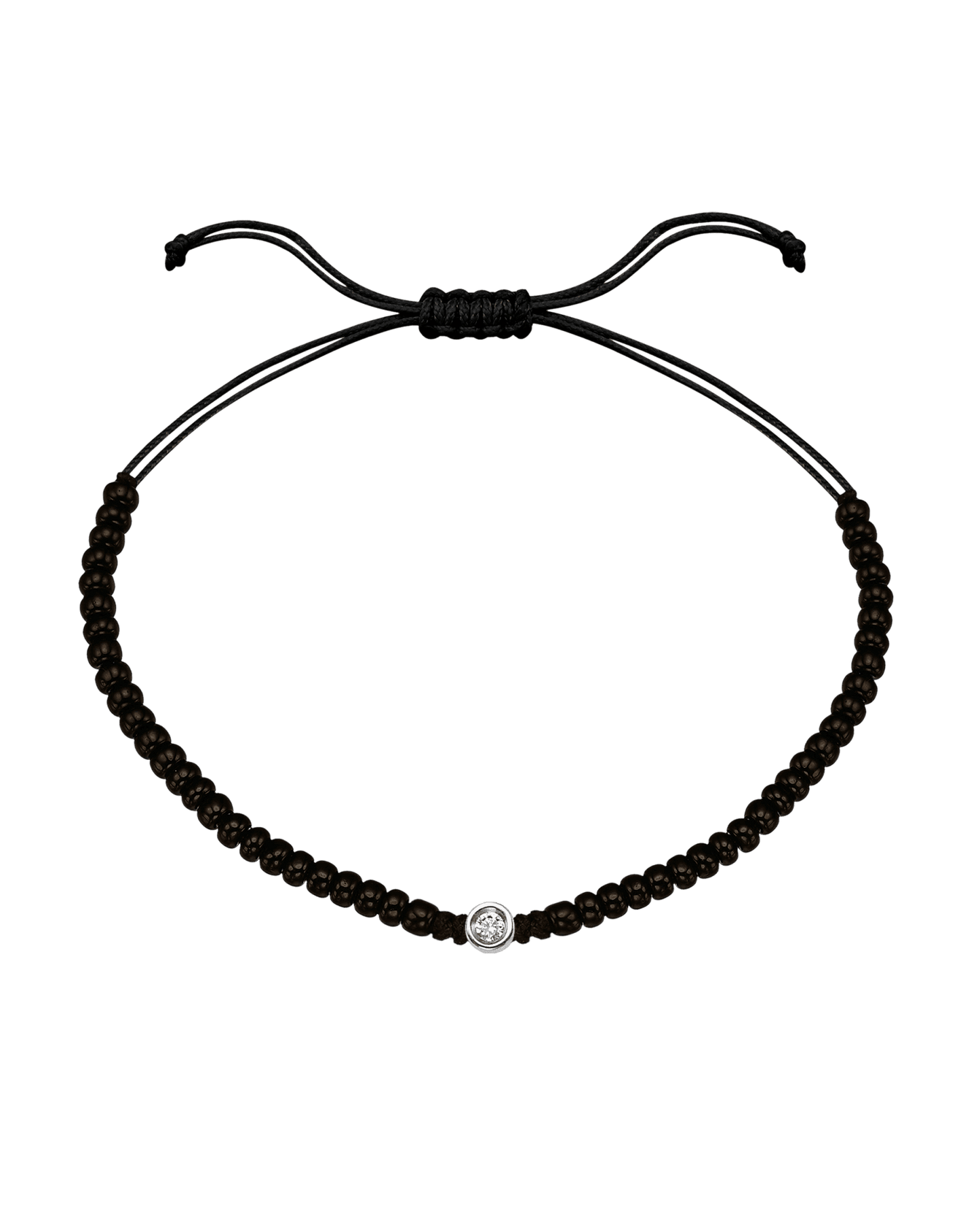 Le String of Love Onyx Noir - Or Blanc 14 carats Bracelets magal-dev Small: 0.03 carats