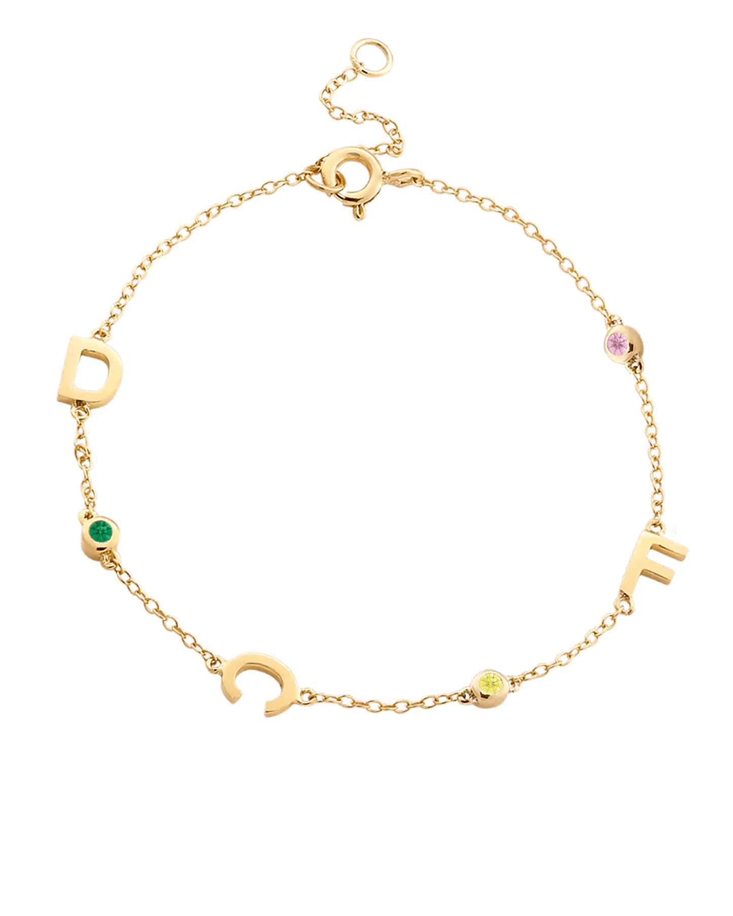 Bracelet Initiale(s) Pierres Précieuses - Or Jaune Plaqué 18 carats Bracelets magal-dev 1 Inititiale 6"-7" (S-M wrist)
