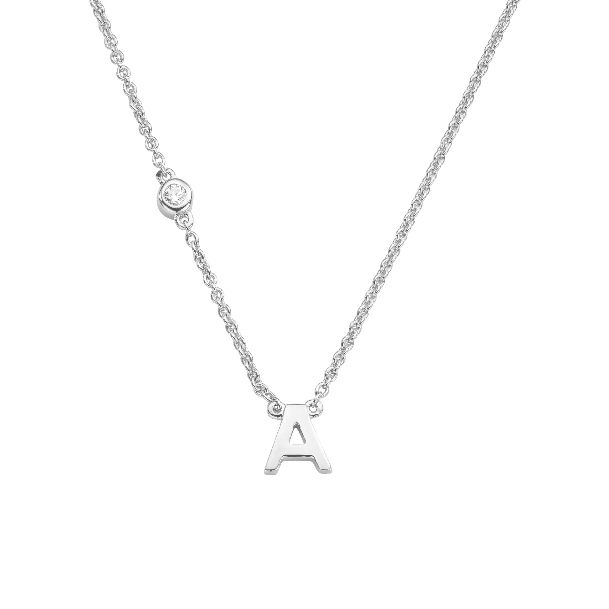 Collier Initial & Diamant(s) - Or Blanc 14 carats Necklaces magal-dev