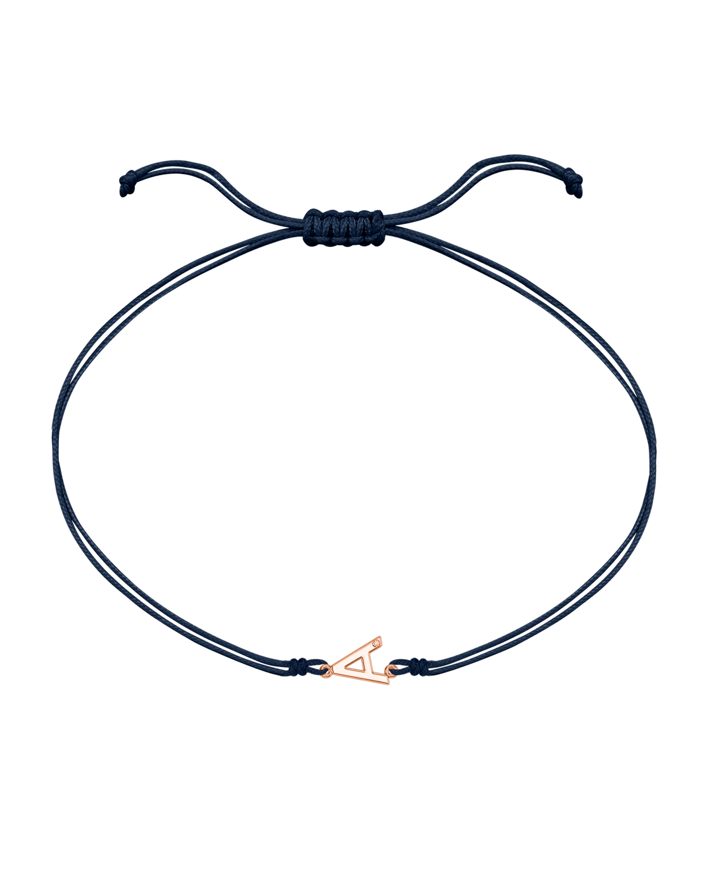Le String of Love Initiale - Or Rose 14 carats Bracelets 14K Solid Gold Bleu Marine