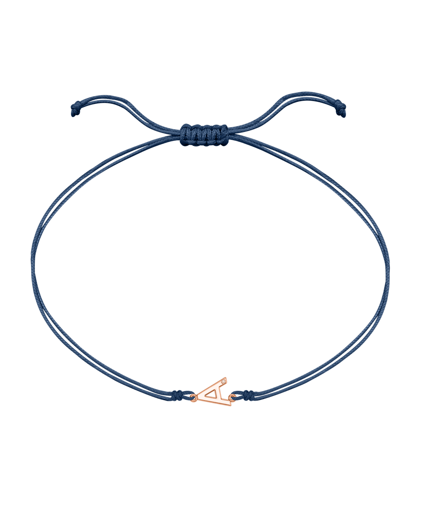 Le String of Love Initiale - Or Rose 14 carats Bracelets 14K Solid Gold Bleu Indigo