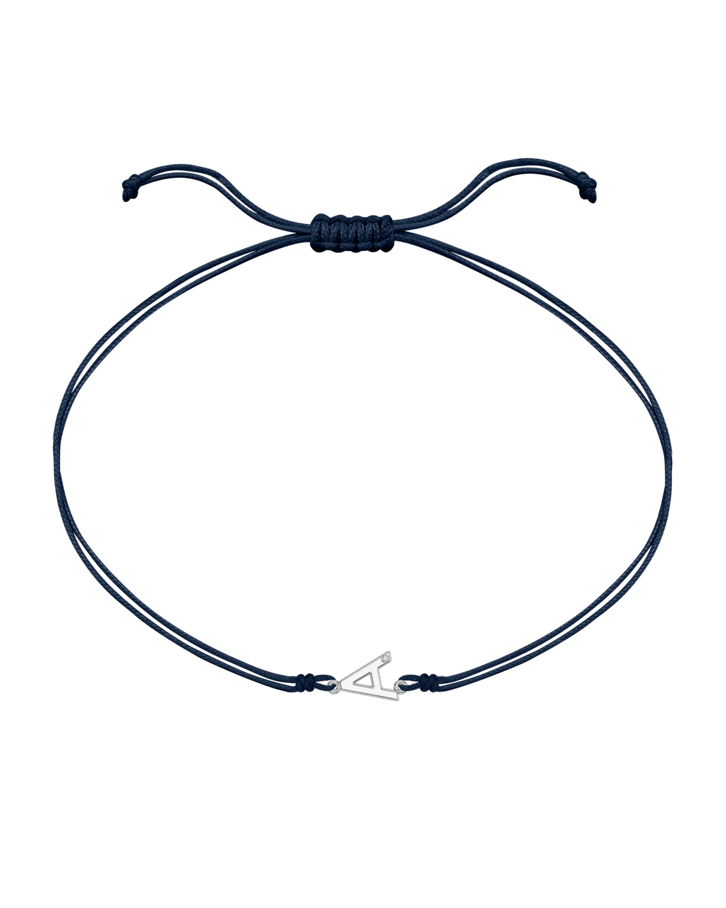 Le String of Love Initiale - Or Blanc 14 carats Bracelets 14K Solid Gold Bleu Marine