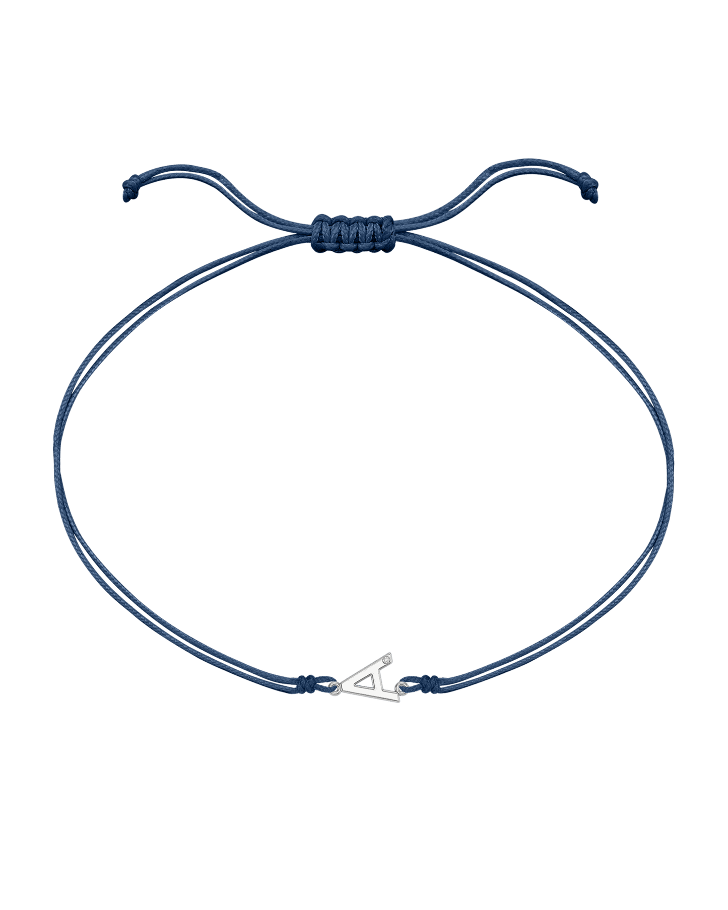 Le String of Love Initiale - Or Blanc 14 carats Bracelets 14K Solid Gold Bleu Indigo