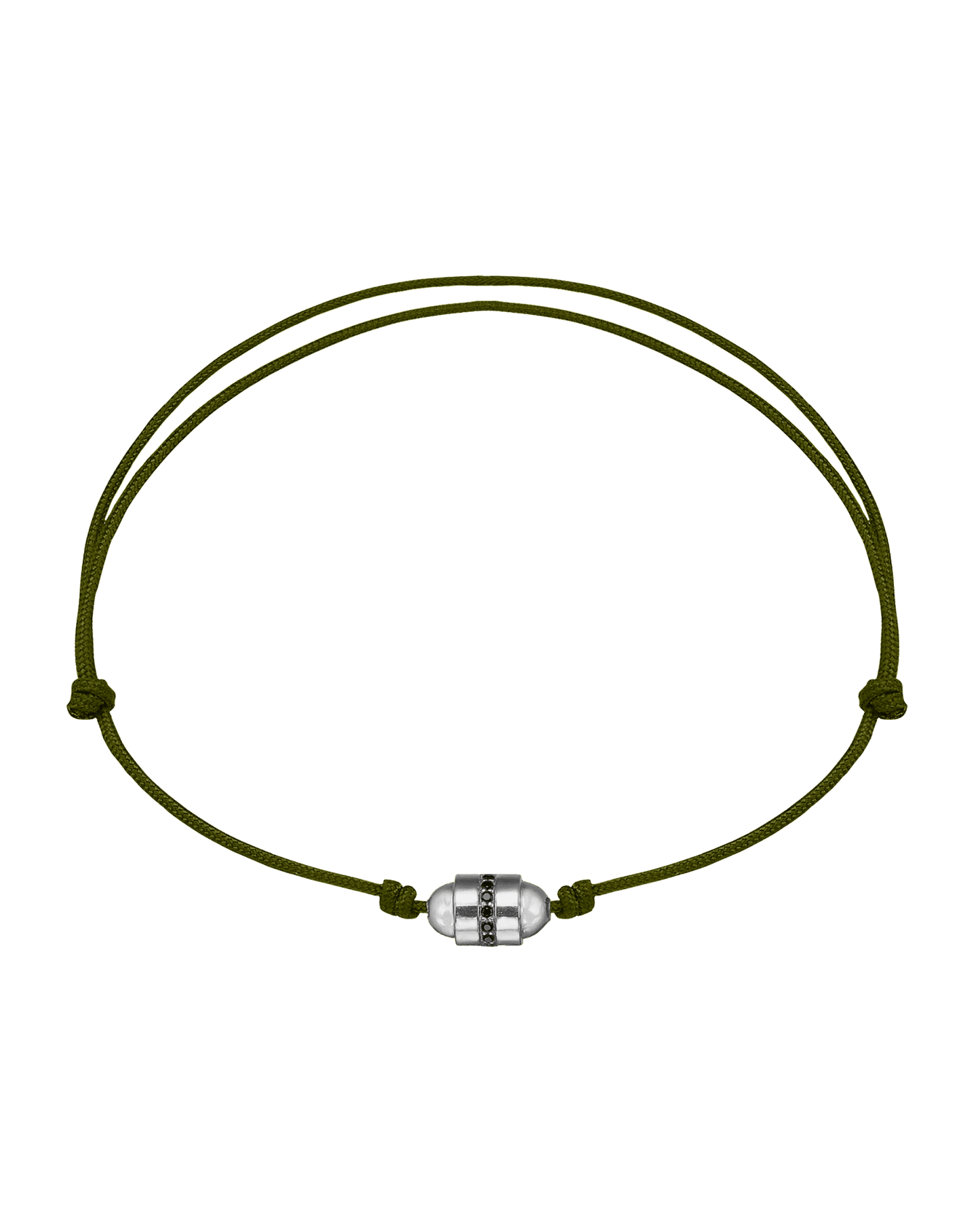 Bracelet Talisman & Diamant Noir - Or Blanc 14 carats Bracelets magal-dev Vert Foncé