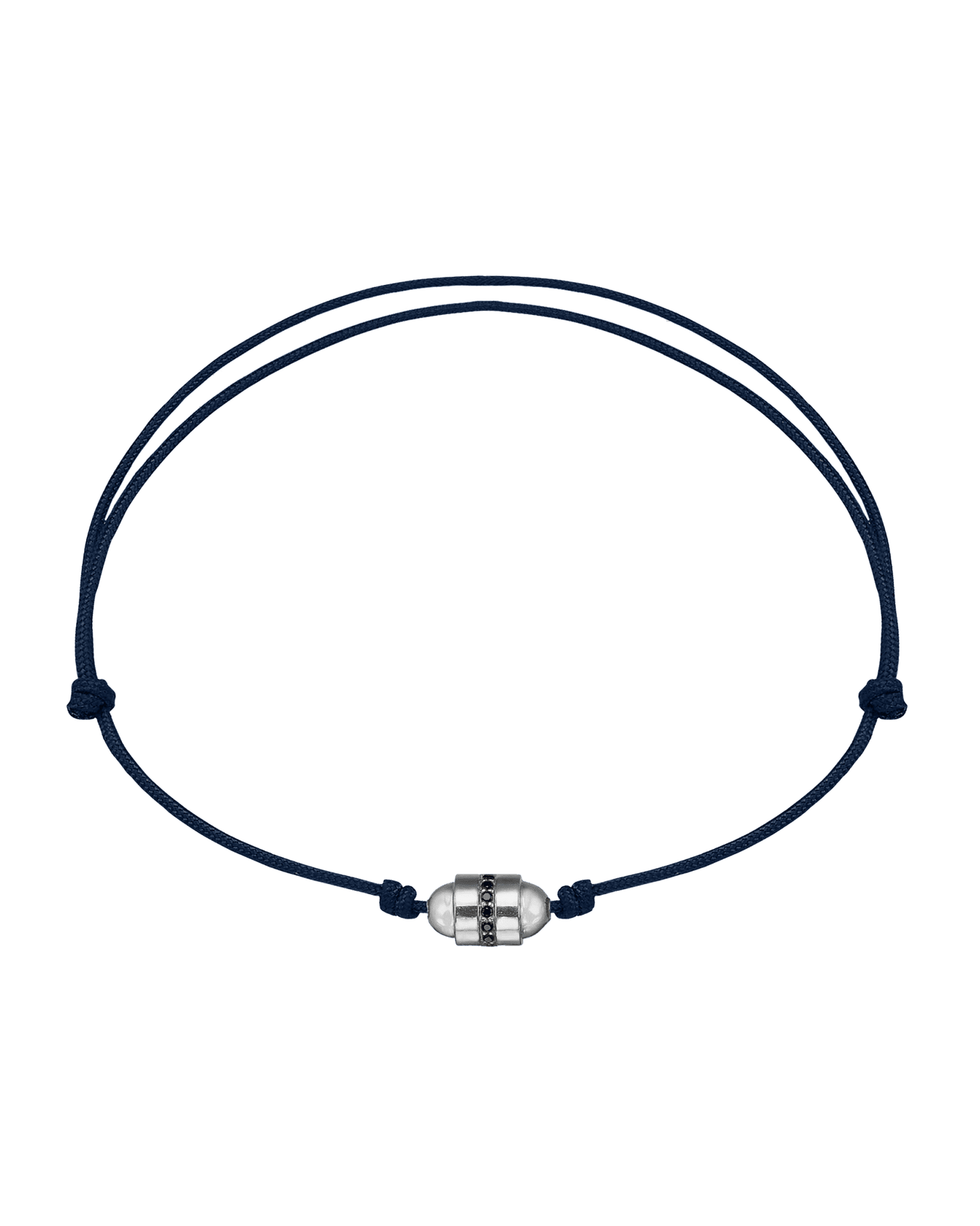 Bracelet Talisman & Diamant Noir - Or Blanc 14 carats Bracelets magal-dev Bleu Marine