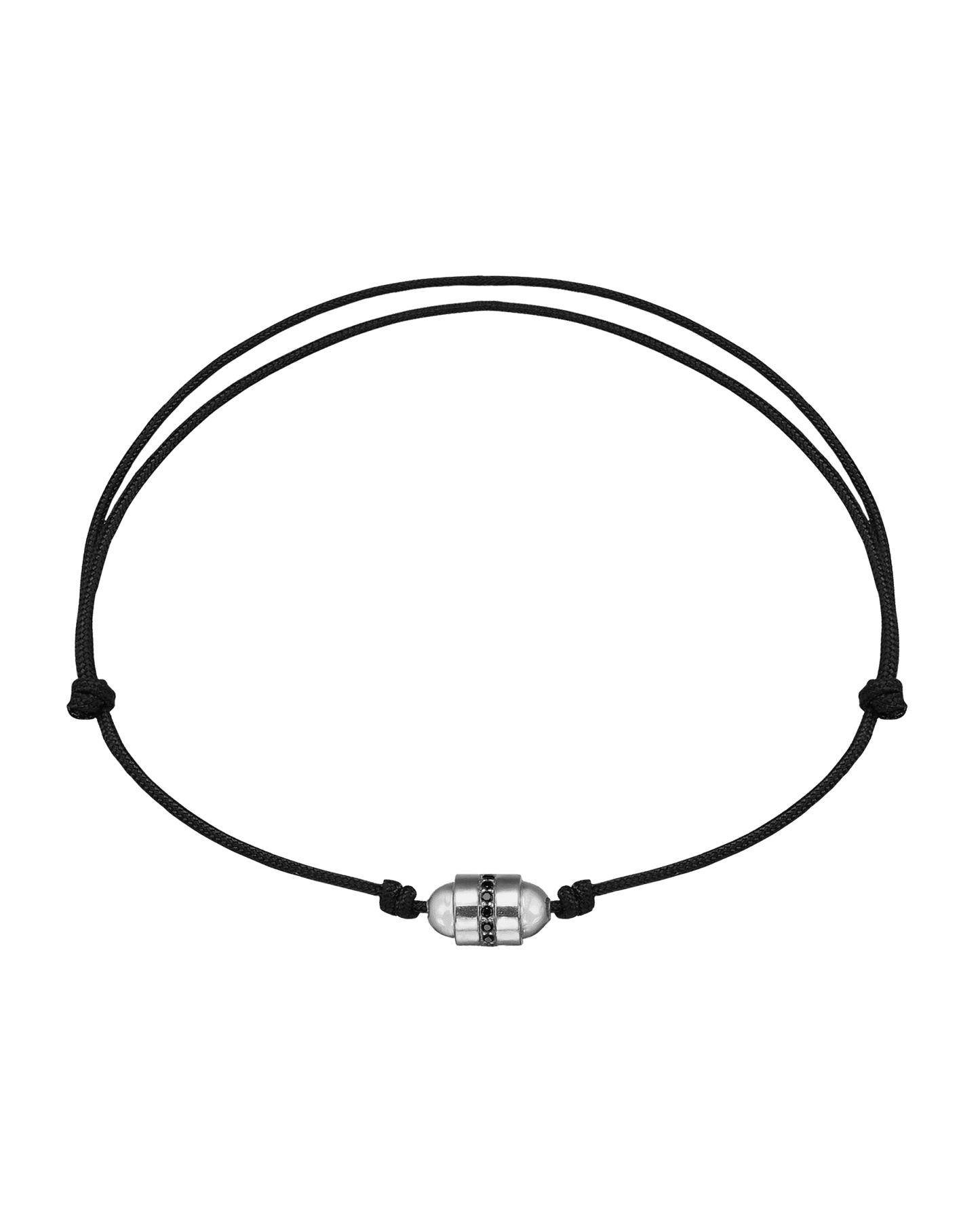 Bracelet Talisman & Diamant Noir - Or Blanc 14 carats Bracelets magal-dev Noir