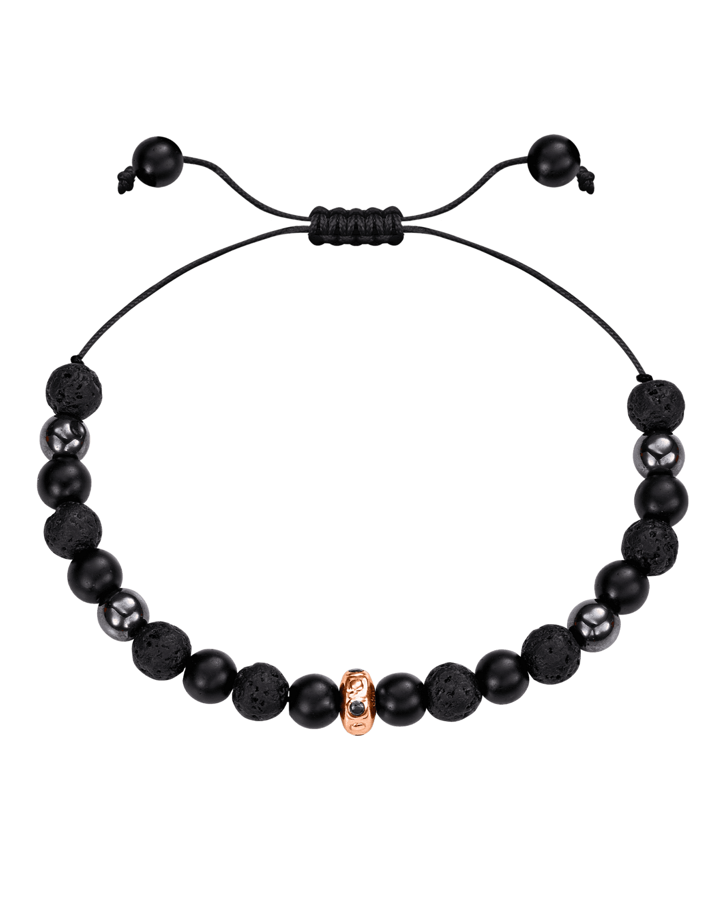 Bracelet Perles de Pierres de Lave & Onyx Naturel - Or Rose 14 carats Bracelets magal-dev
