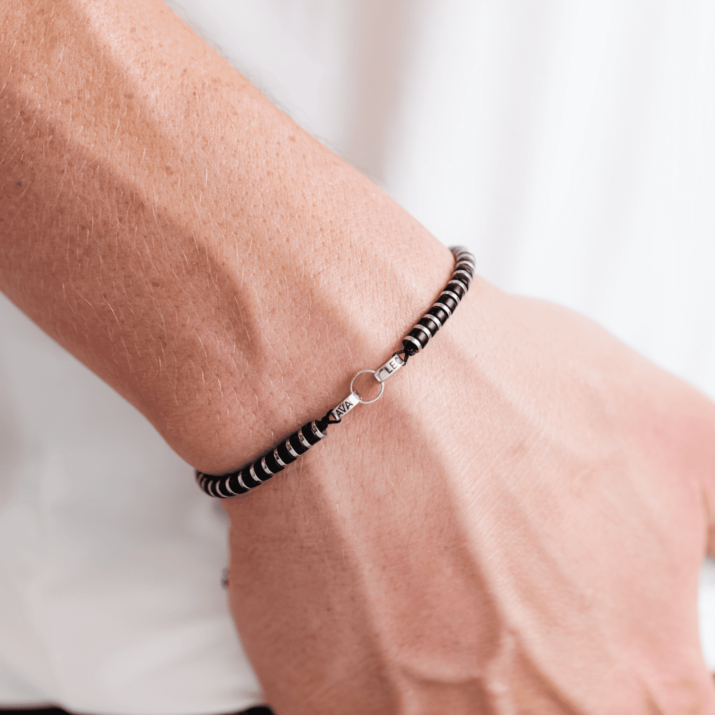 Bracelet Onyx Naturel & Bagues Personnalisables - Or Blanc 14 carats Bracelets magal-dev