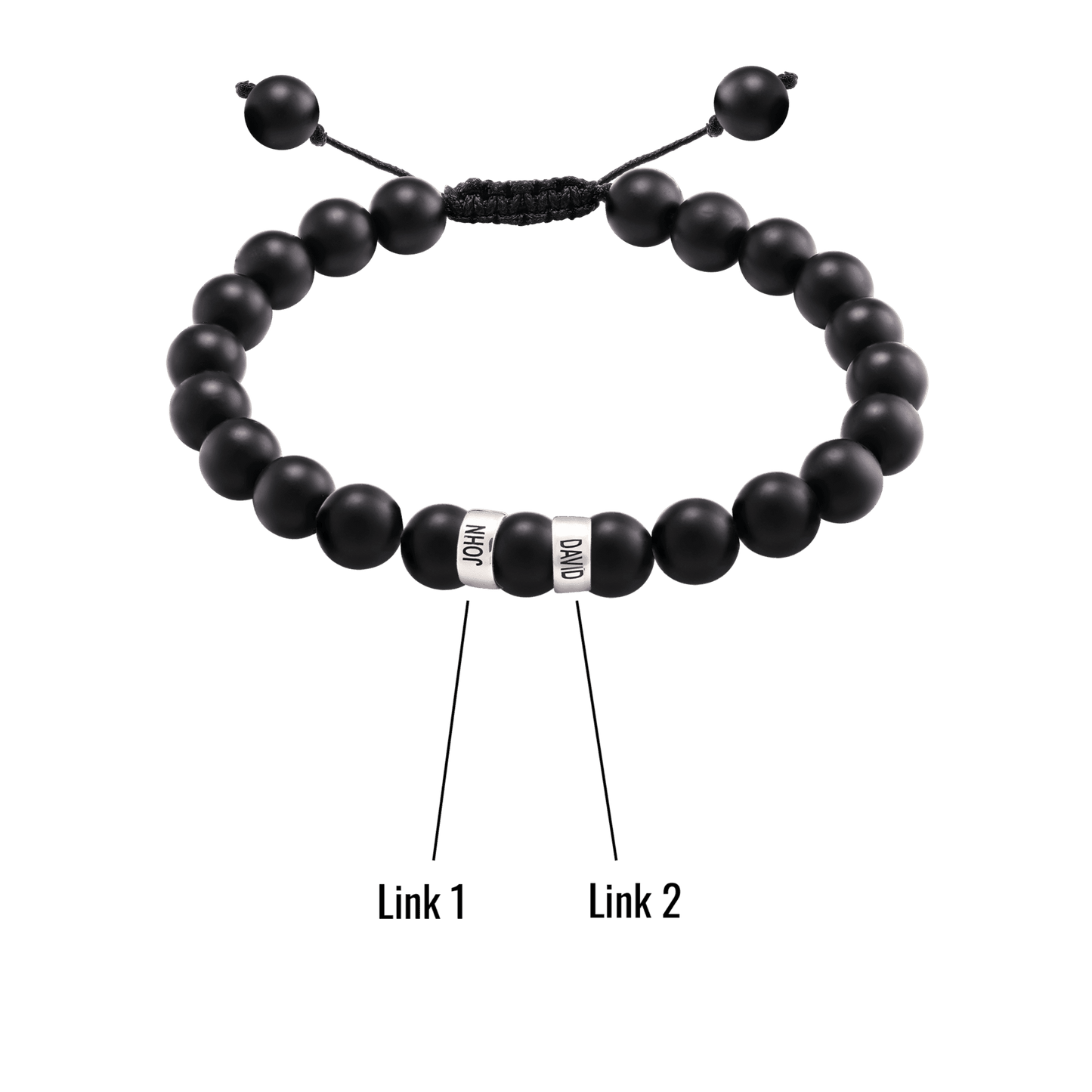 Bracelet Onyx Naturel Personnalisable - Or Blanc 14 carats Bracelets magal-dev