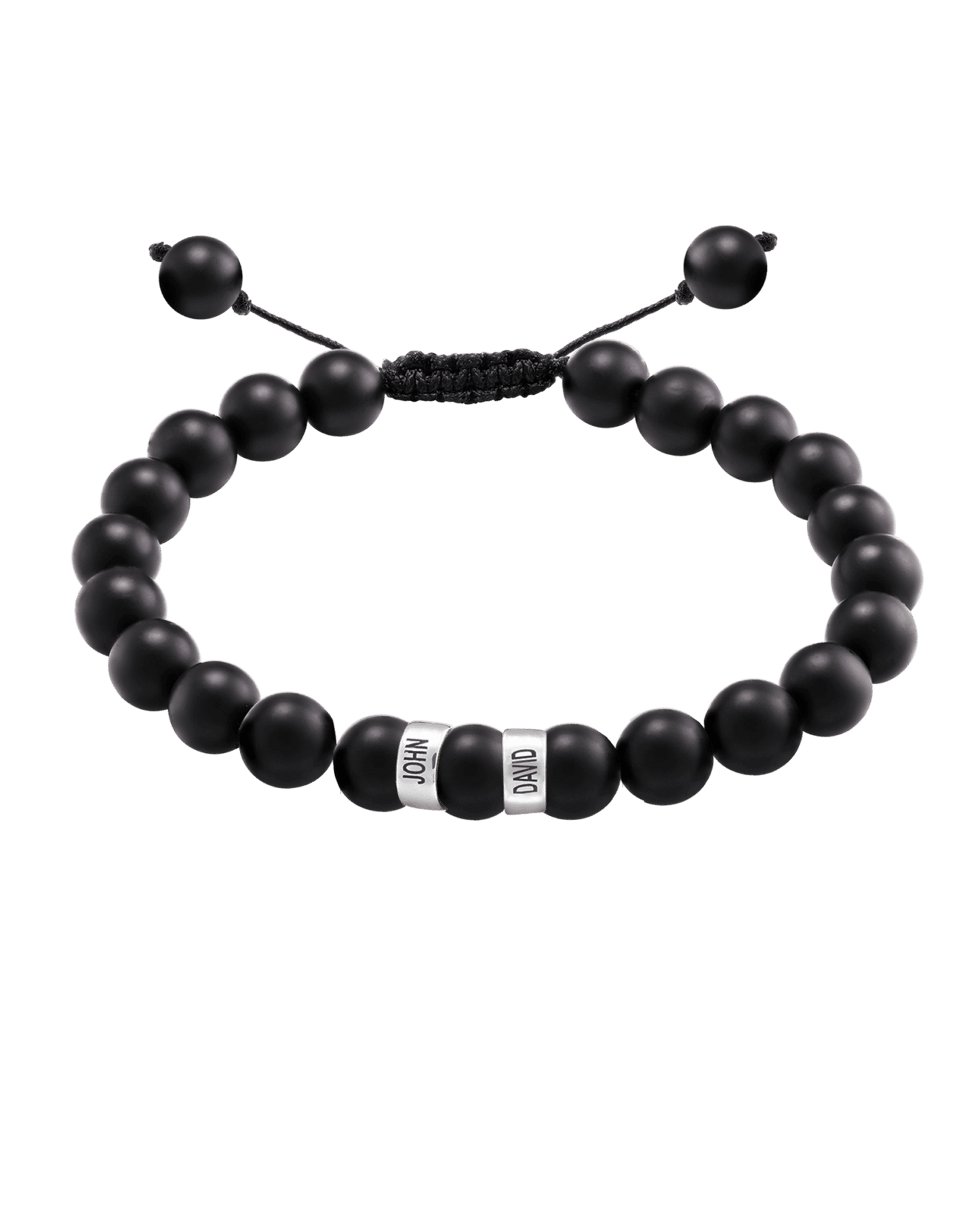 Bracelet Onyx Naturel Personnalisable - Or Blanc 14 carats Bracelets magal-dev 2 Lien(s)