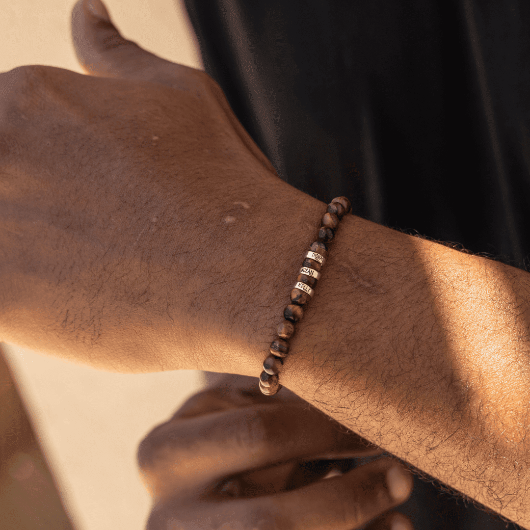 Bracelet Oeil de Tigre Personnalisable - Or Jaune 14 carats Bracelets magal-dev