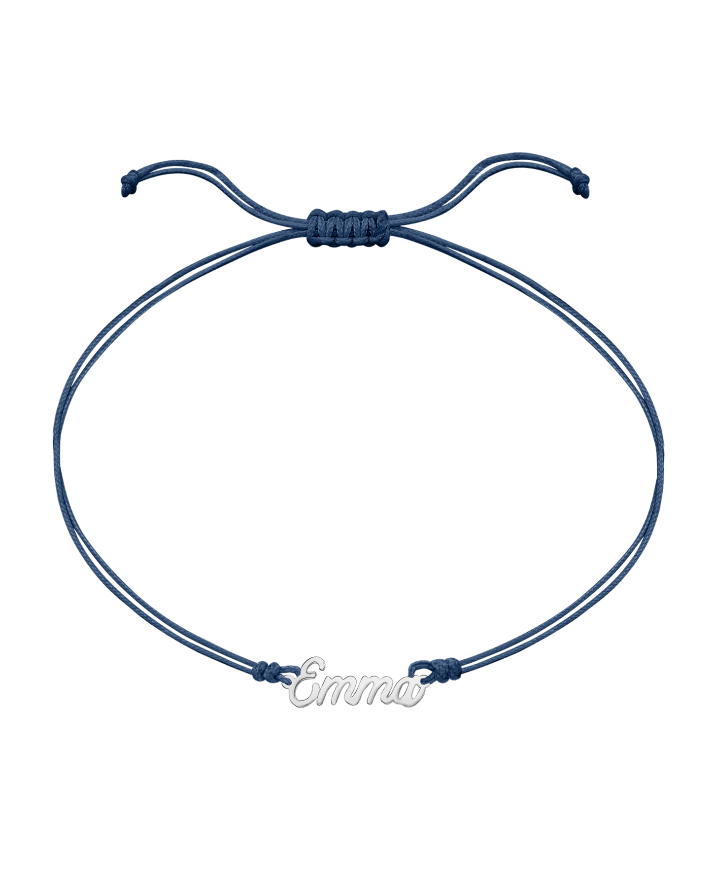 Le String of Love Prénom - Or Blanc 14 carats Bracelets 14K Solid Gold Bleu Indigo 1