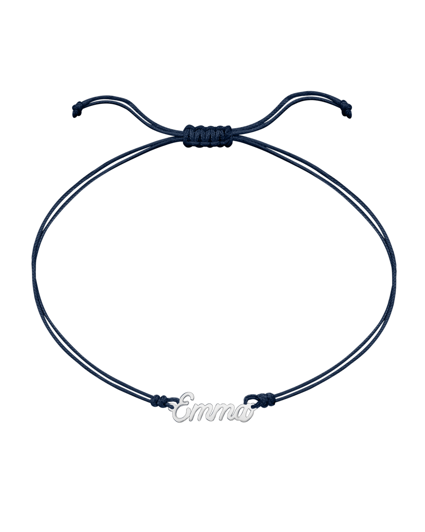 Le String of Love Prénom - Or Blanc 14 carats Bracelets 14K Solid Gold Bleu Marine 1