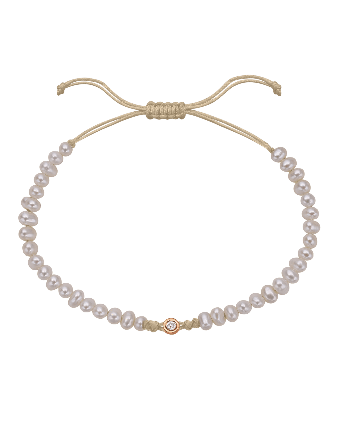 Le String of Love Perles Naturelles - Or Rose 14 carats Bracelets magal-dev Beige Small: 0.03 carats