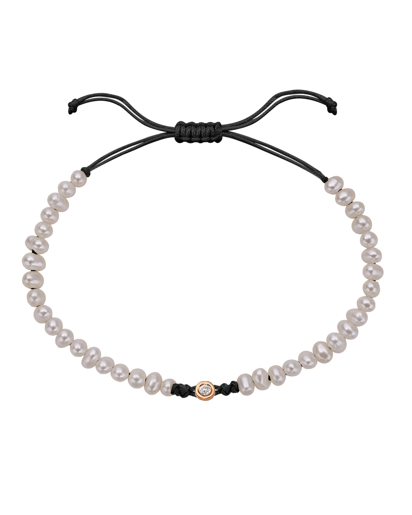 Le String of Love Perles Naturelles - Or Rose 14 carats Bracelets magal-dev Noir Small: 0.03 carats