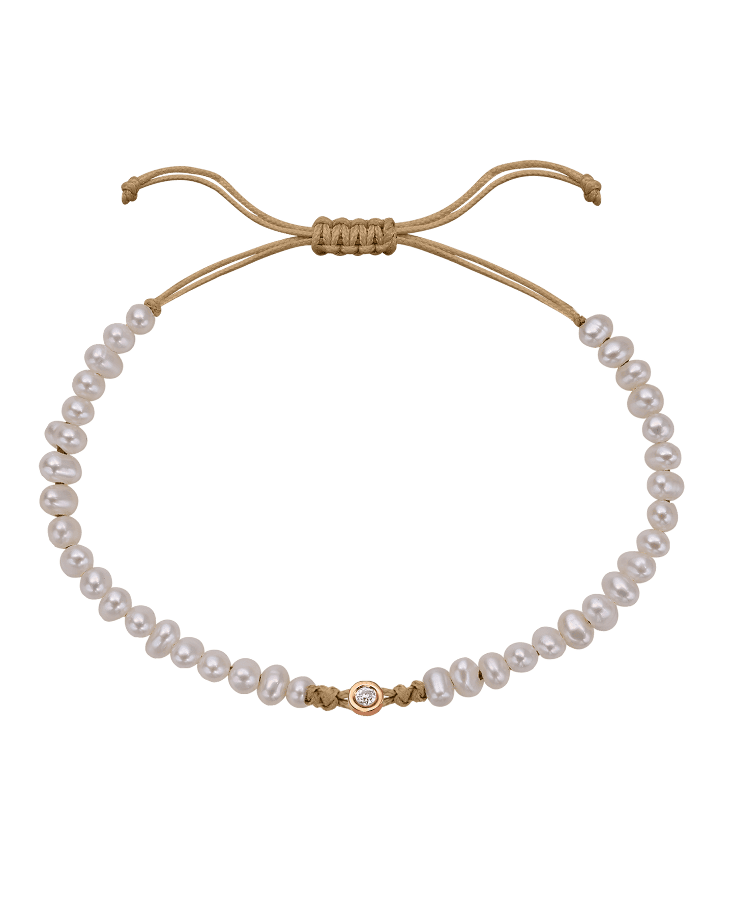 Le String of Love Perles Naturelles - Or Rose 14 carats Bracelets magal-dev Camel Small: 0.03 carats