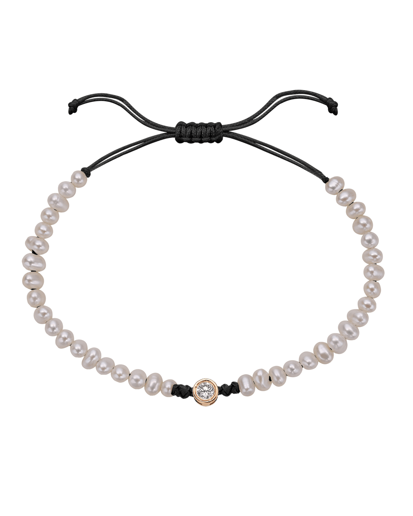 Le String of Love Perles Naturelles - Or Rose 14 carats Bracelets magal-dev Noir Large: 0.10 carats