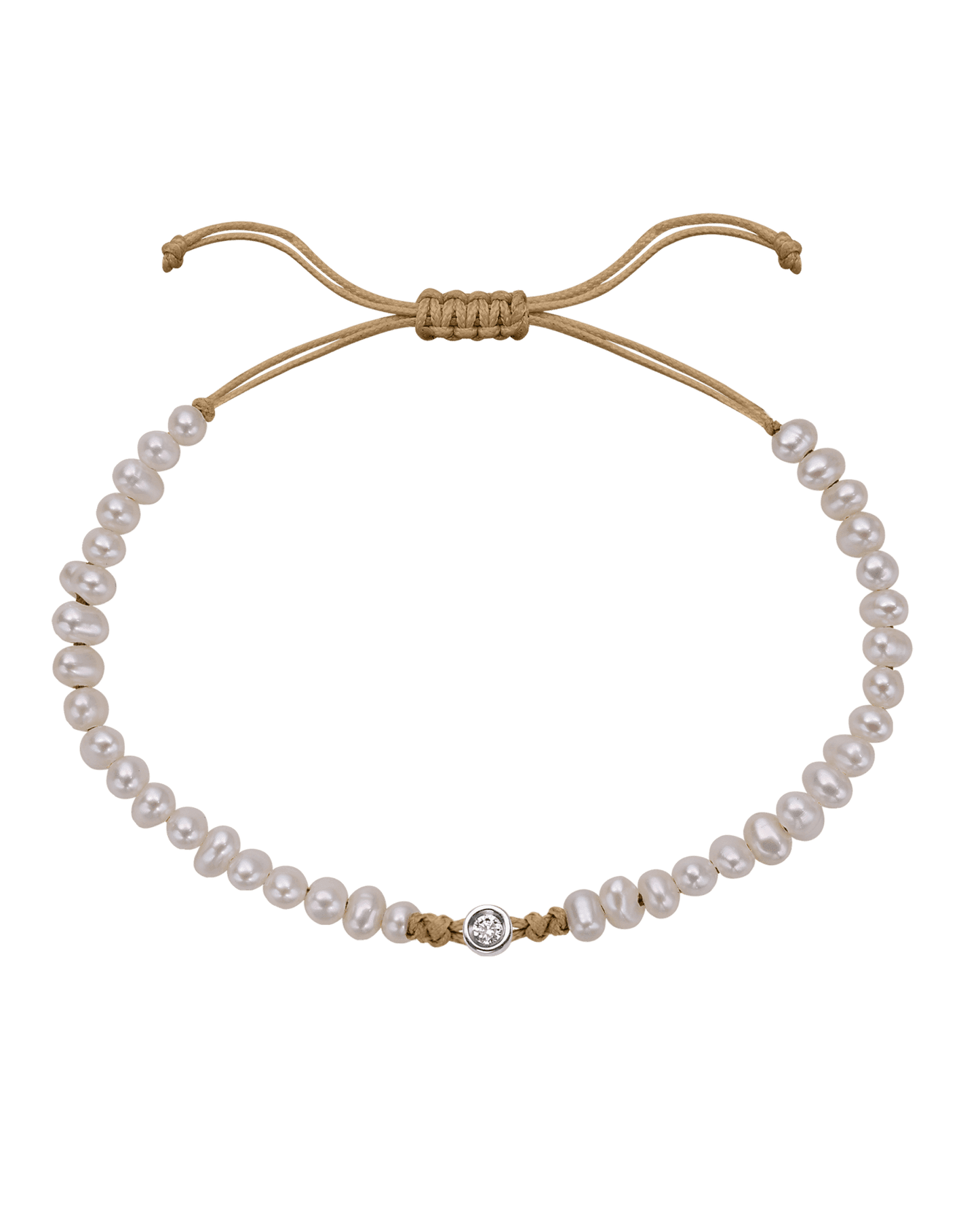 Le String of Love Perles Naturelles - Or Blanc 14 carats Bracelet magal-dev Camel Small: 0.03 carats